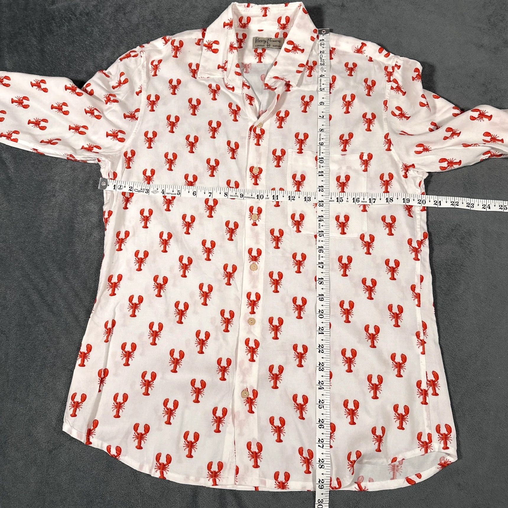 Vintage Kenny Flowers Shirt Mens Medium White Lobster Print Button Up Limited Edition Size US M / EU 48-50 / 2 - 7 Thumbnail