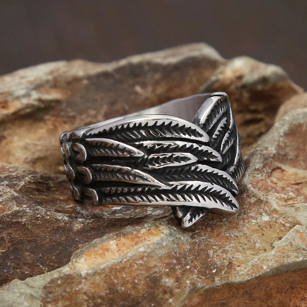 Jewelry Simple Retro Feather Ring Size ONE SIZE - 1 Thumbnail