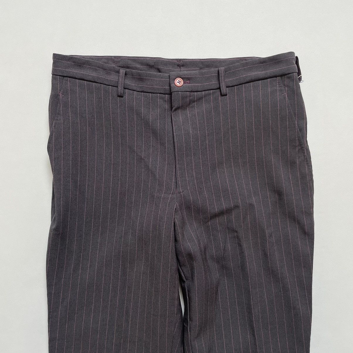 S/S 05 Grey/Pink Wool Pinstripe Trousers