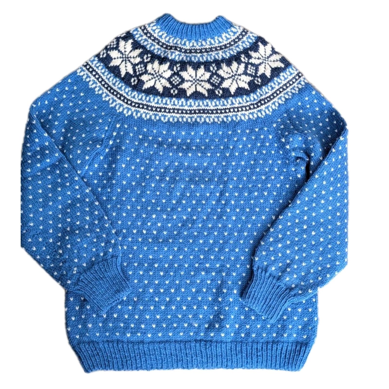 Vintage VINTAGE Hand Knit Sweater Mens Blue Holiday Christmas Grandpa Sz M Pullover Knit Size US M / EU 48-50 / 2 - 2 Thumbnail