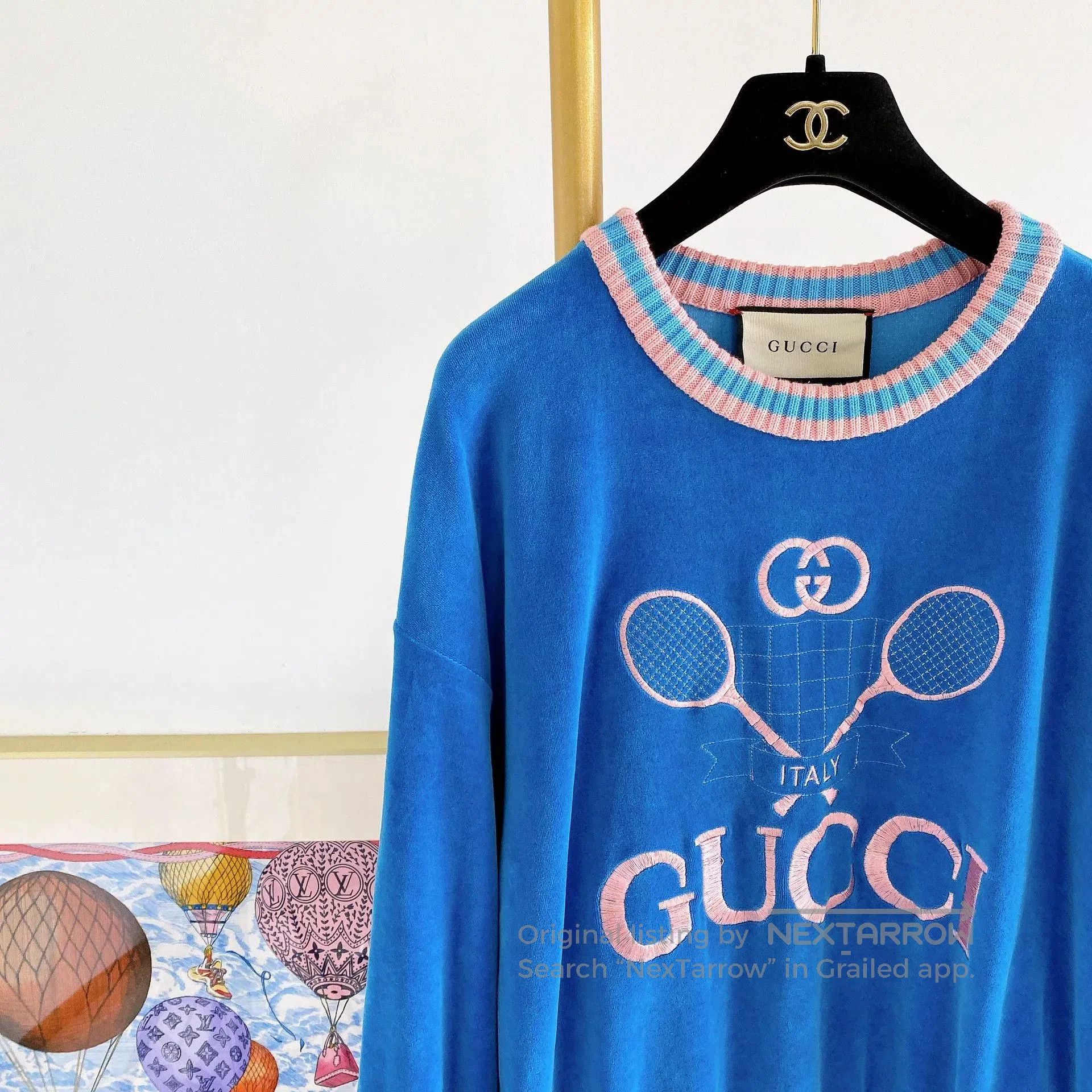 Gucci Gucci Blue Tennis Racket Print Sweatshirt S. Size US S / EU 44-46 / 1 - 3 Thumbnail