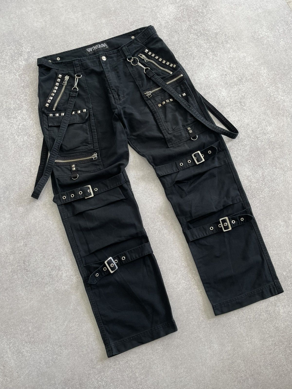 Japanese Brand 90's Gothicana by EMP Studded Punk Y2k Baggy Bondage Pants Size US 36 / EU 52 - 4 Thumbnail