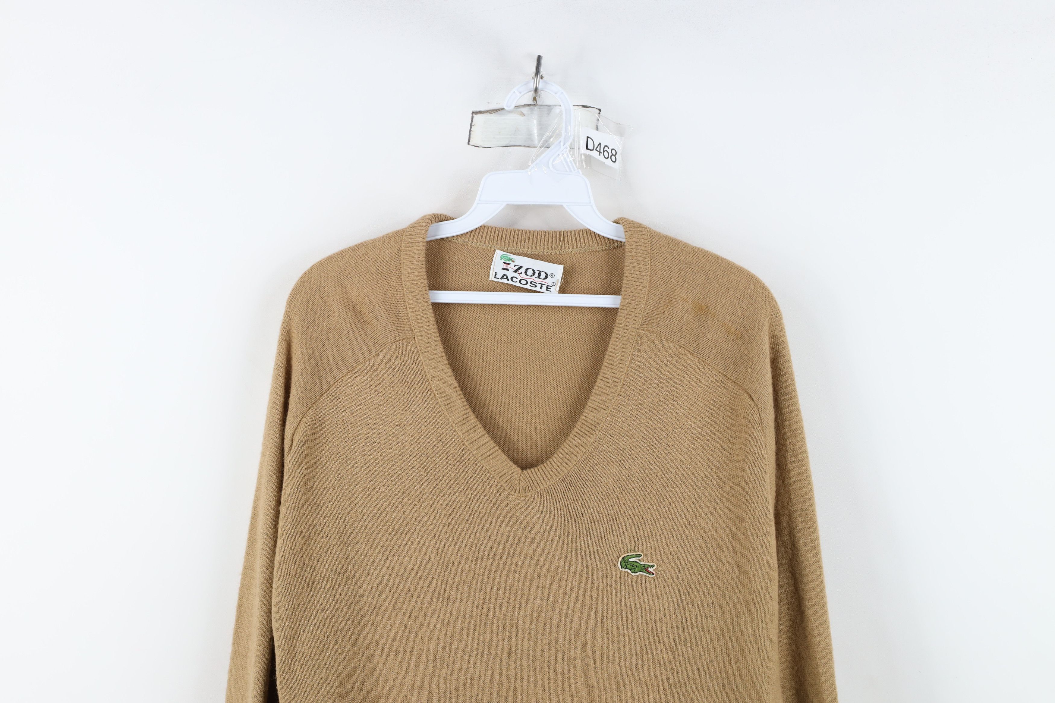 Lacoste Vintage 80s Izod Lacoste Croc Logo Knit Sweater Brown USA Size US L / EU 52-54 / 3 - 2 Thumbnail