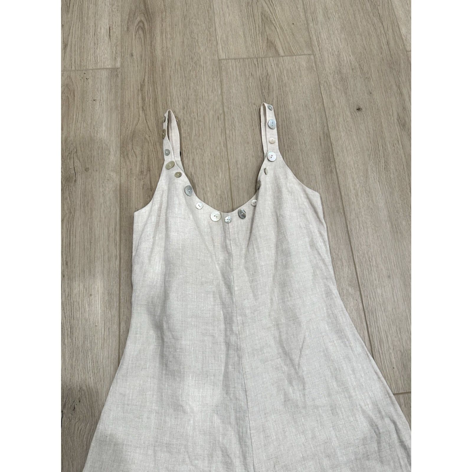 Staud Staud Jumpsuit One-Piece XS Tan Linen Wide-Leg Women's Beige Brown Colour Size 26" / US 2 / IT 38 - 3 Thumbnail