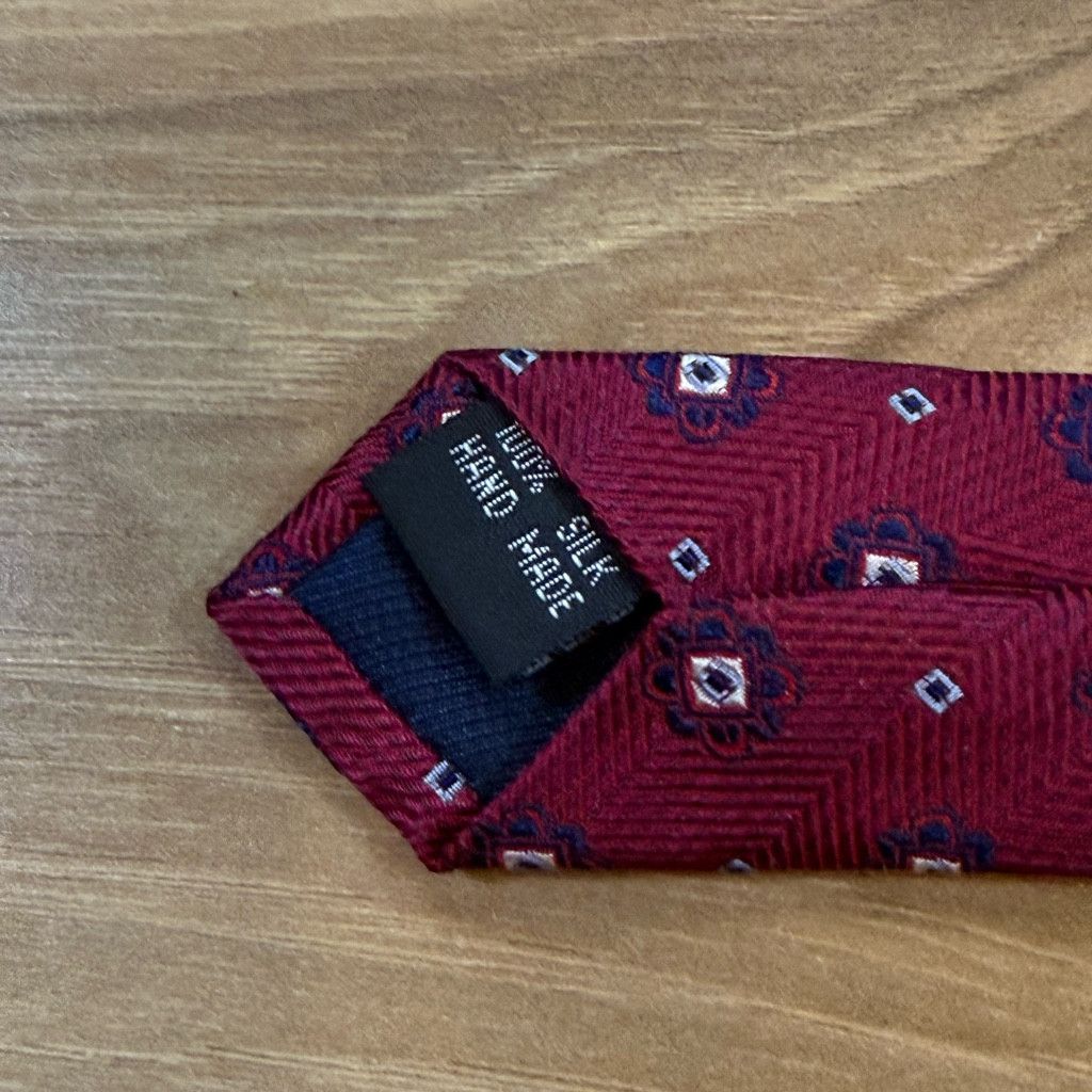 Bruno Piattelli Bruno Piattelli Red Silk Tie 3.25” Handmade Medallion Size 26 - 5 Thumbnail