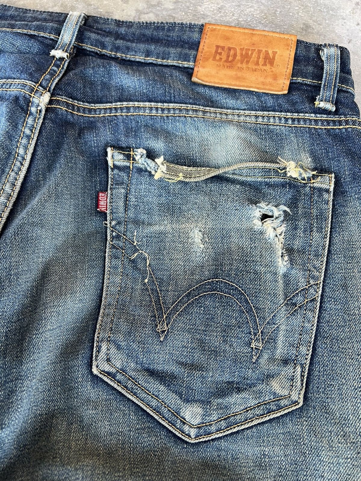 If Six Was Nine Vintage Edwin Made In Japan Distress Jeans Size US 34 / EU 50 - 14 Thumbnail