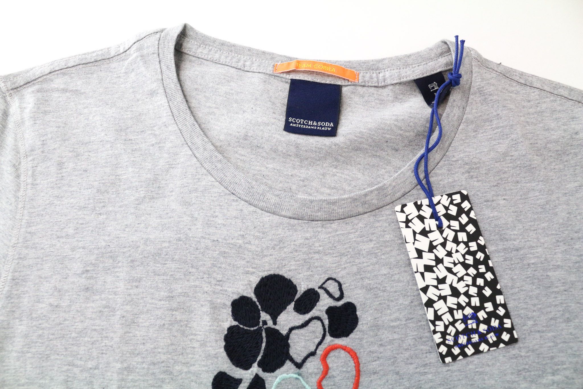 Scotch & Soda M Grey Crew Neck Cotton Embroidery T-Shirt 75999 Size US M / EU 48-50 / 2 - 3 Thumbnail