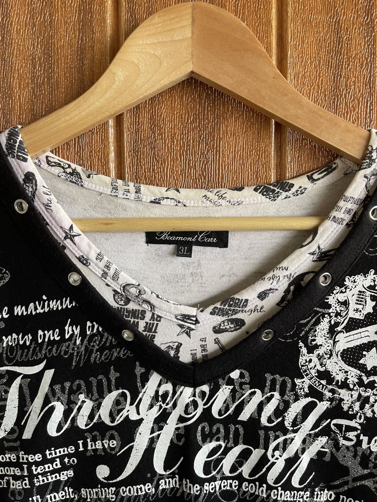 Beauty Beast Vintage’90s🔥BEAUMONT🔥Humor V Neck Long Sleeve Tee Size US L / EU 52-54 / 3 - 6 Thumbnail