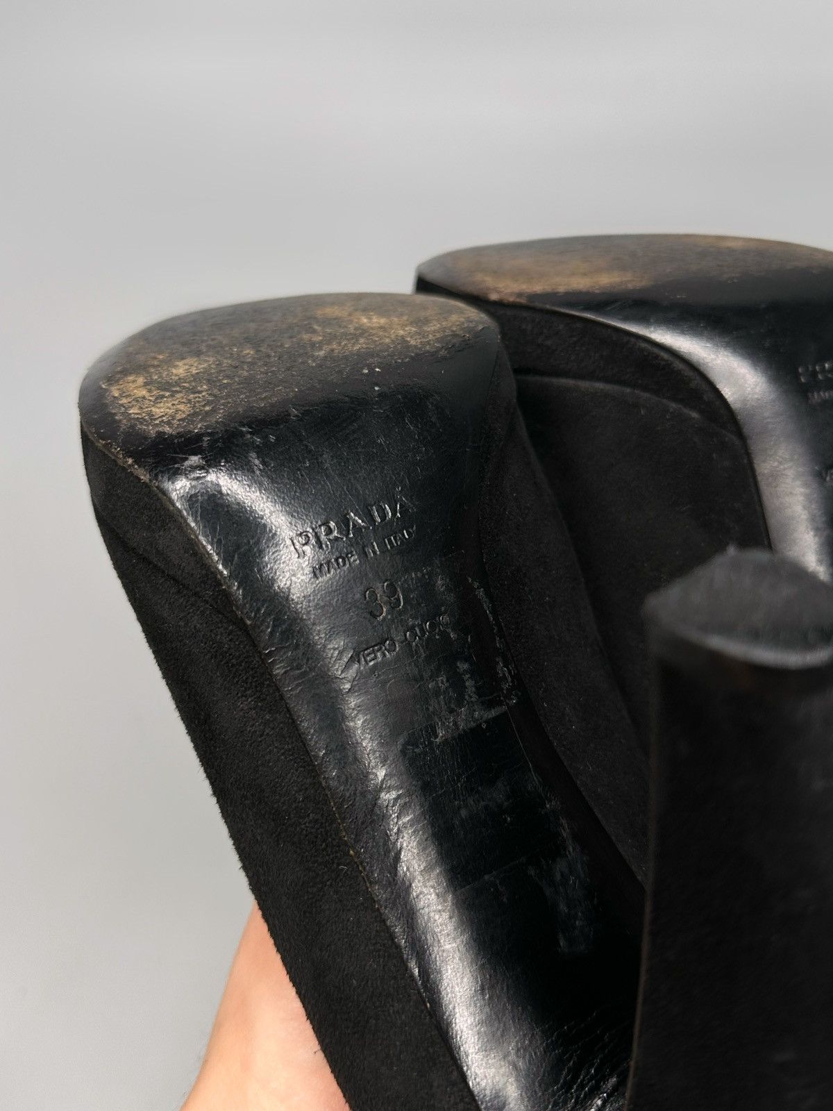 Prada Prada Black Suede Heels Size US 9 / IT 39 - 9 Thumbnail