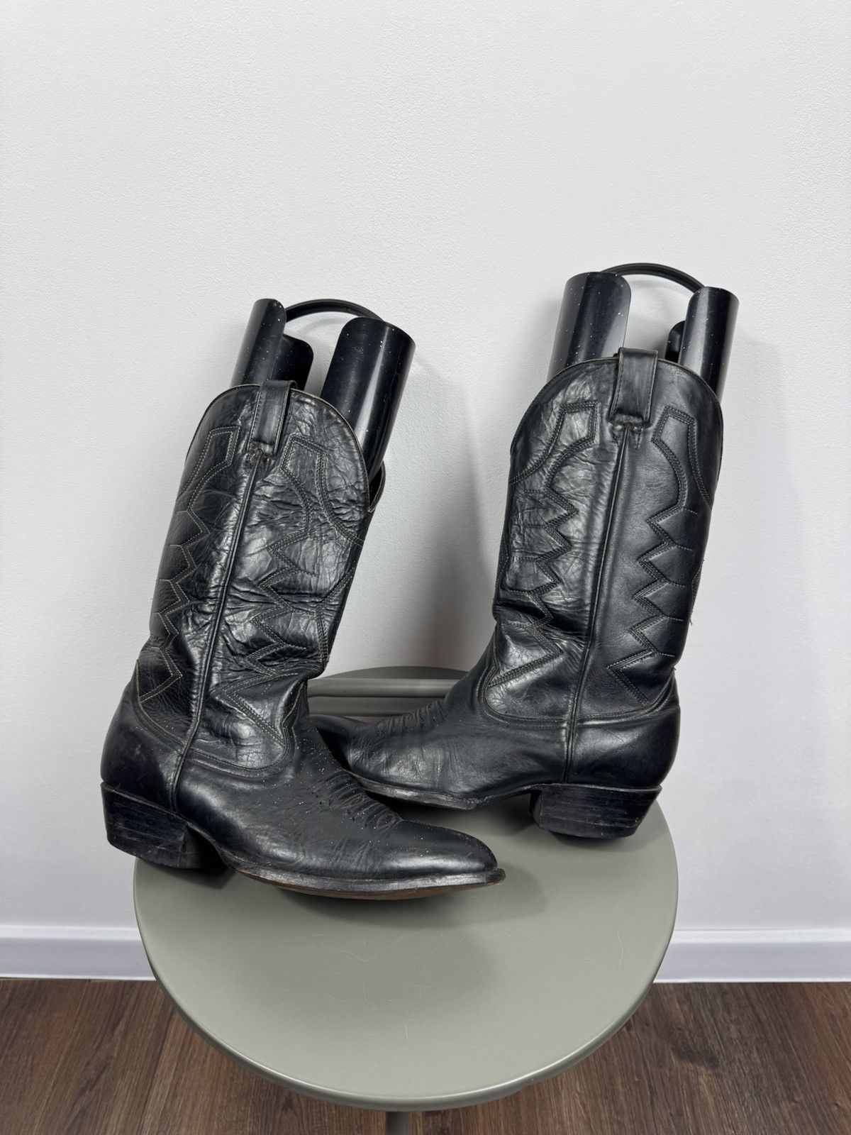 Other Vintage Black Leather Cowboy Western Boots Leather 43 EU Size US 9.5 / EU 42-43 - 1 Thumbnail