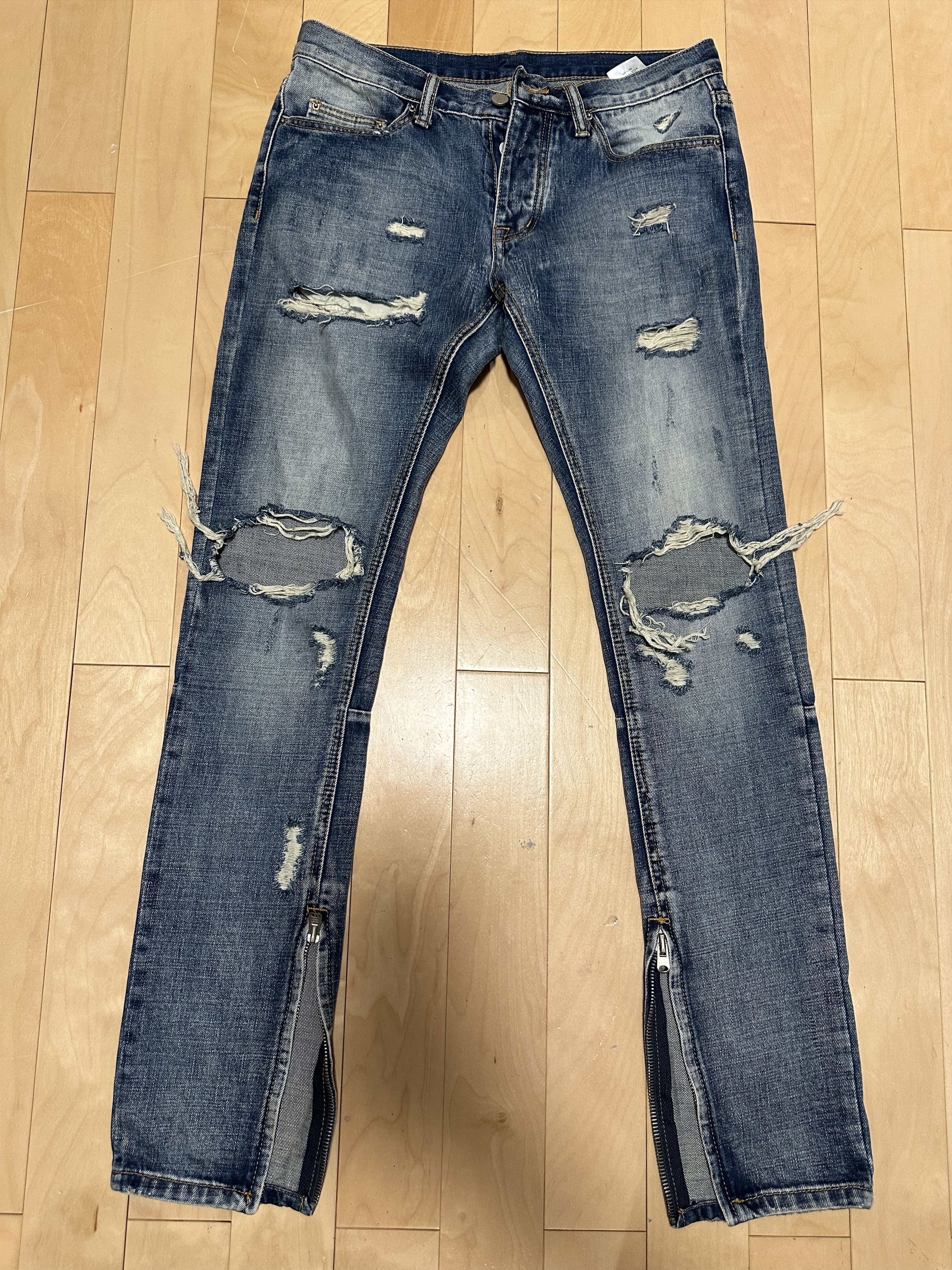 MNML MNML Denim Zippers Ripped Jeans Size US 31 - 1 Thumbnail