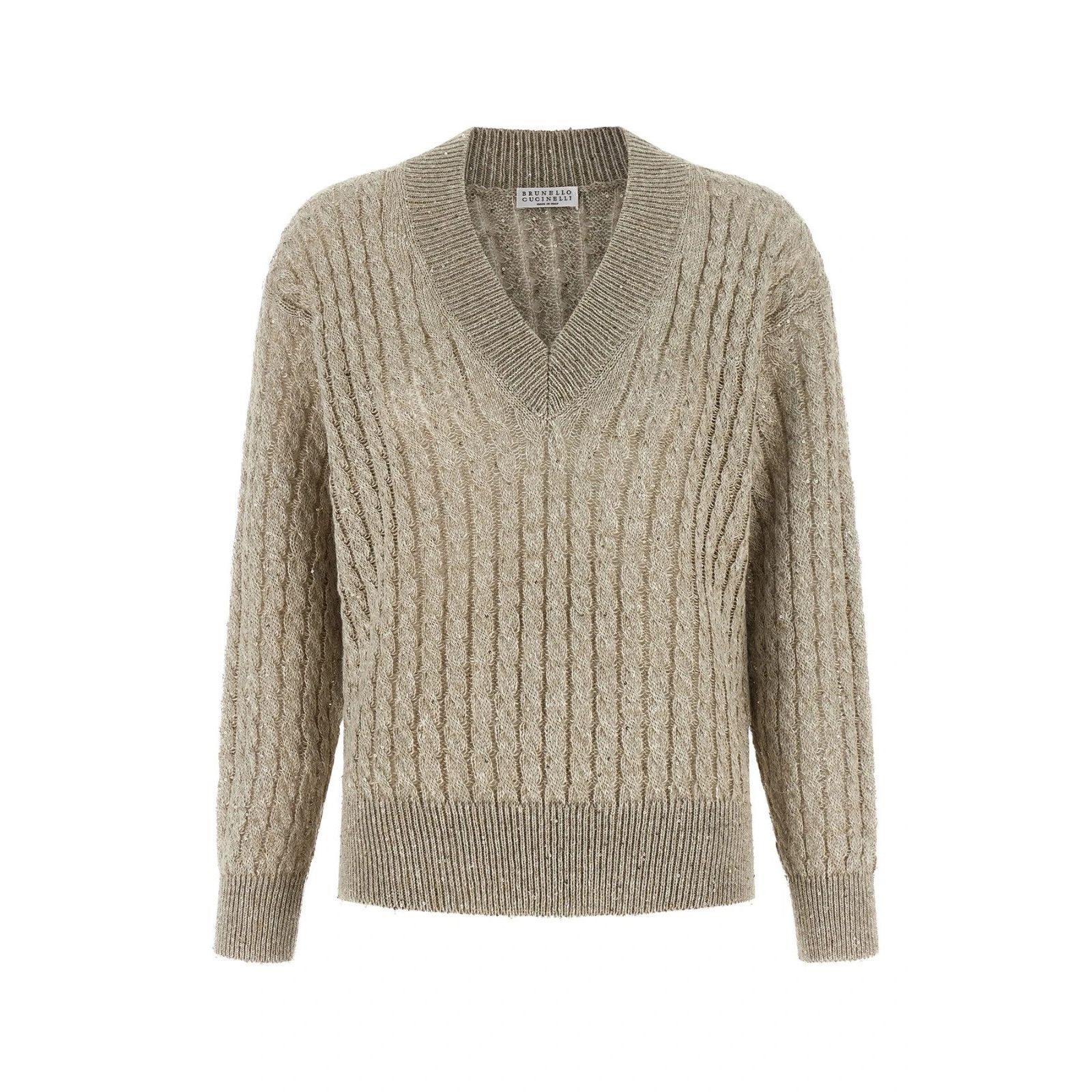 BRUNELLO CUCINELLI Beige Micro sequin Sweater New (Women's s