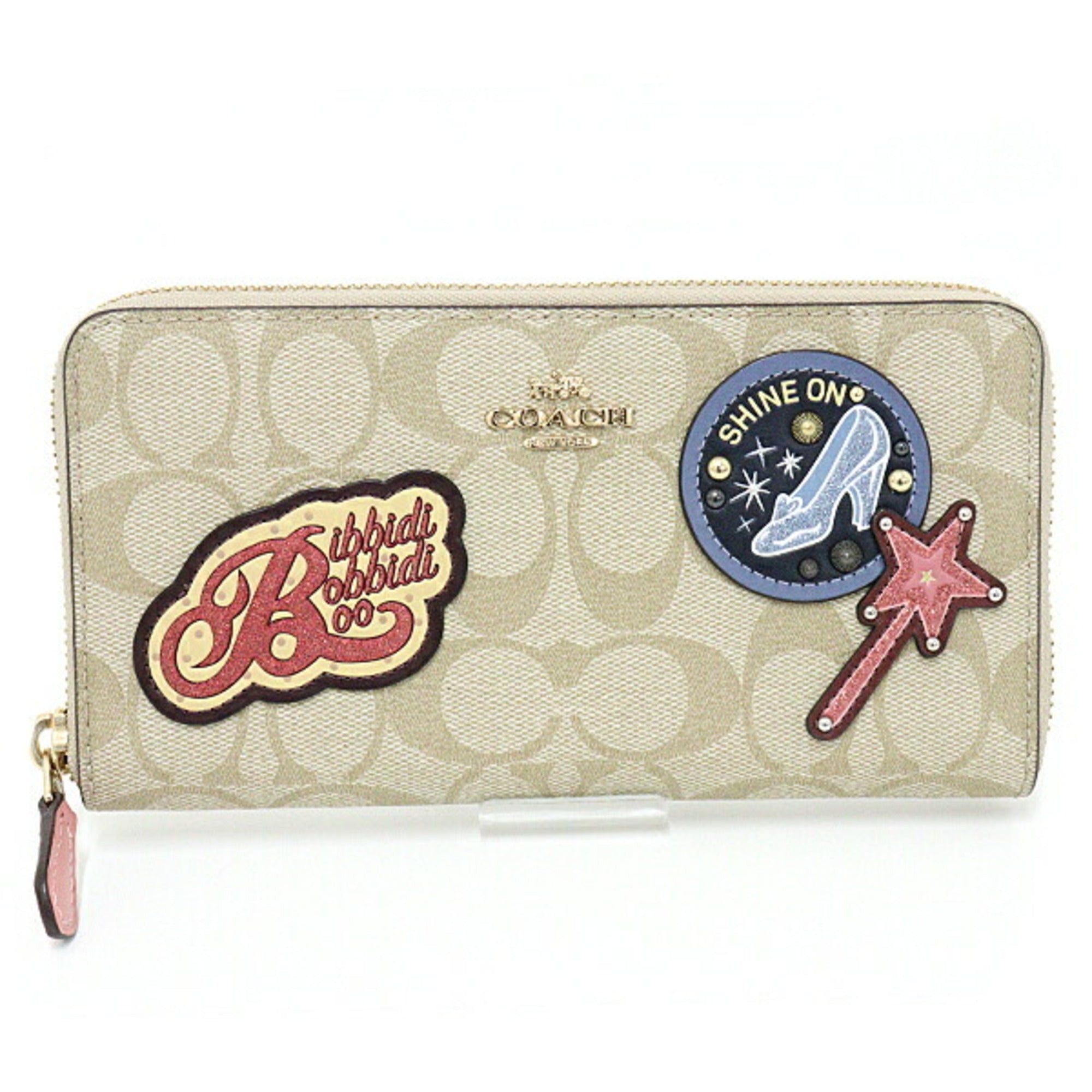 image of Coach Disney × Collaboration Cinderella Accordion Zip Around Round Long Wallet Canvas C1946 Light K