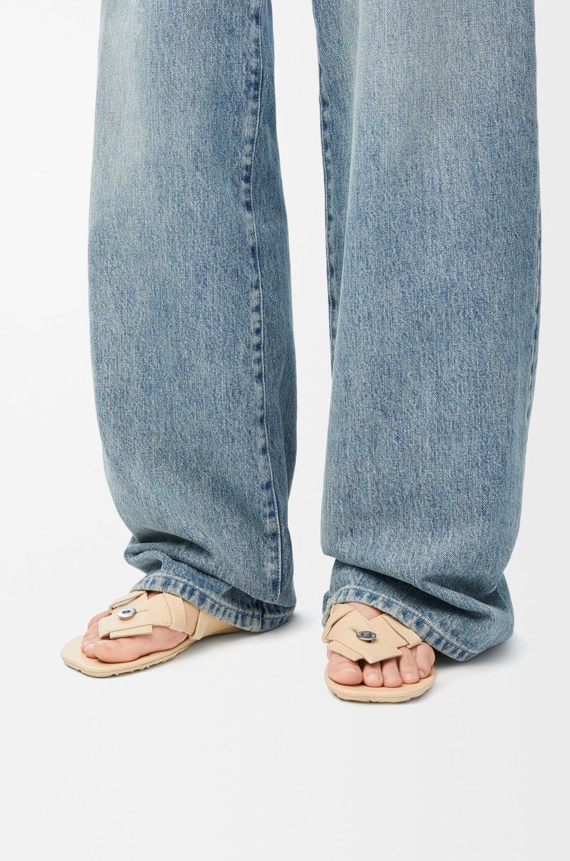 Loewe o1in1g0526 Toy Panta Toe Post Sandals in Oat Milk Size US 9 / IT 39 - 2 Thumbnail