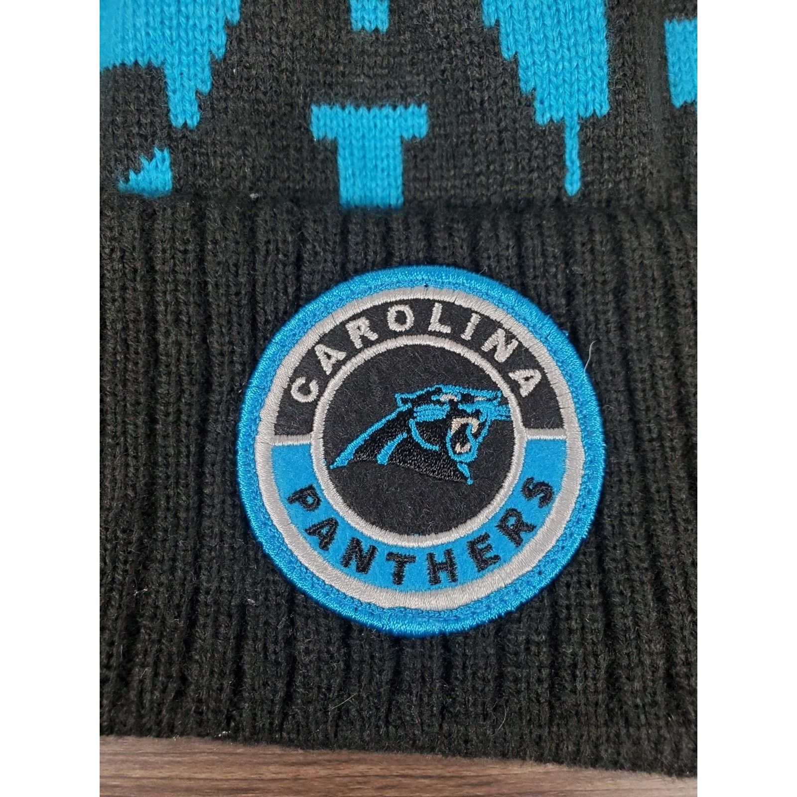NFL × New Era Carolina Panthers Winter Hat Blue & Black Knit Pom Beanie NC Size ONE SIZE - 2 Thumbnail