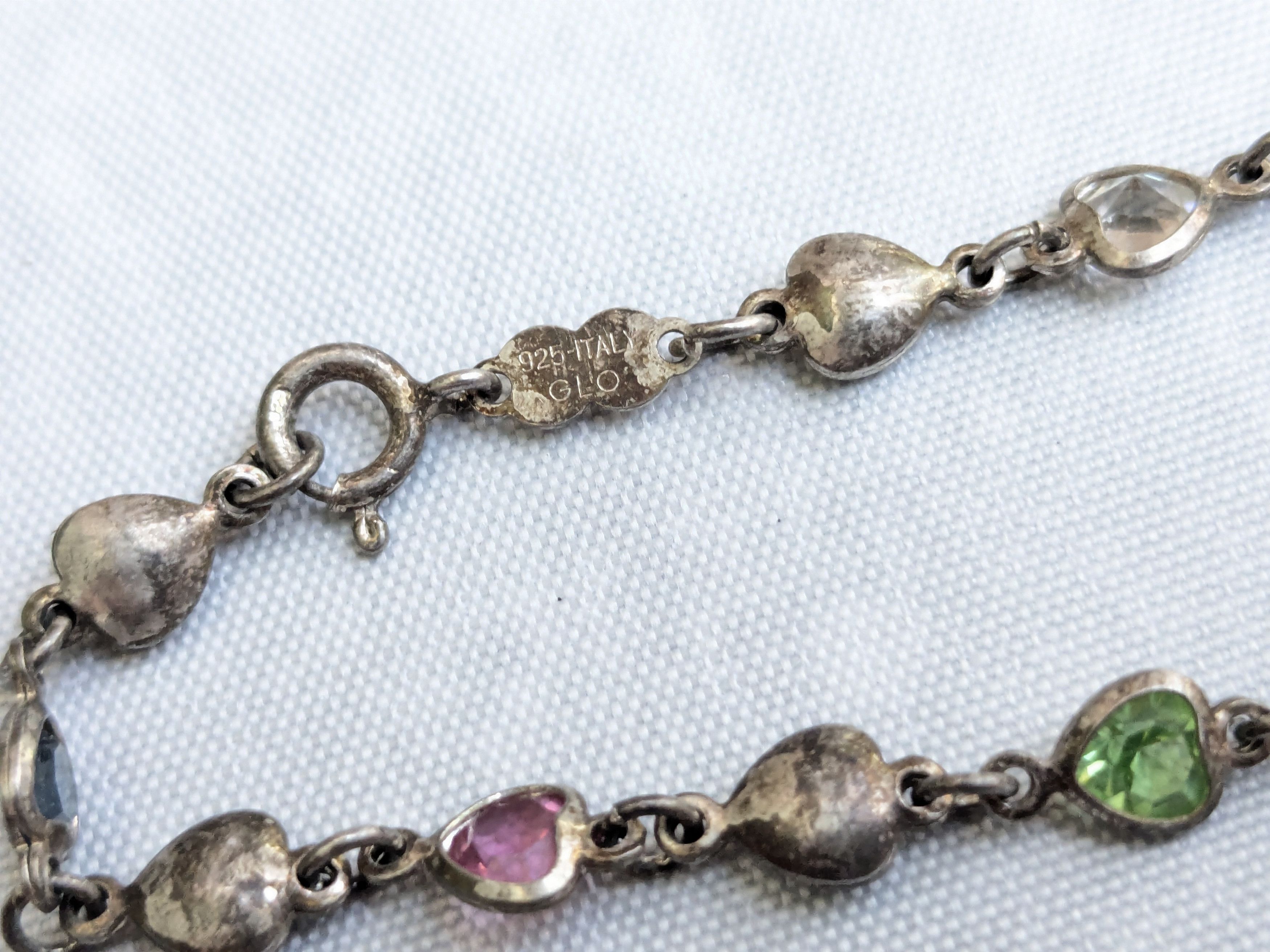 Jewelry Vintage Sterling Silver Tennis Bracelet Hearts 7" Y2K Size ONE SIZE - 8 Thumbnail