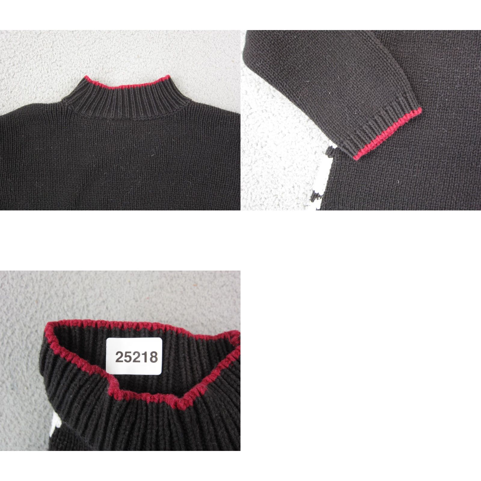 Vintage Emma James Sweater Womens XL Black White Houndstooth Zig Zag Geometric Knit Pullover Mock Neck Long Sleeve Casual 80s 90s Vintage: No Size XL / US 12-14 / IT 48-50 - 9 Thumbnail