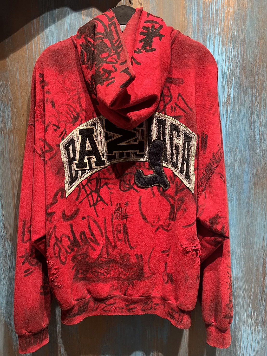 Balenciaga Balenciaga skater graffiti zip up hoodie red | Grailed