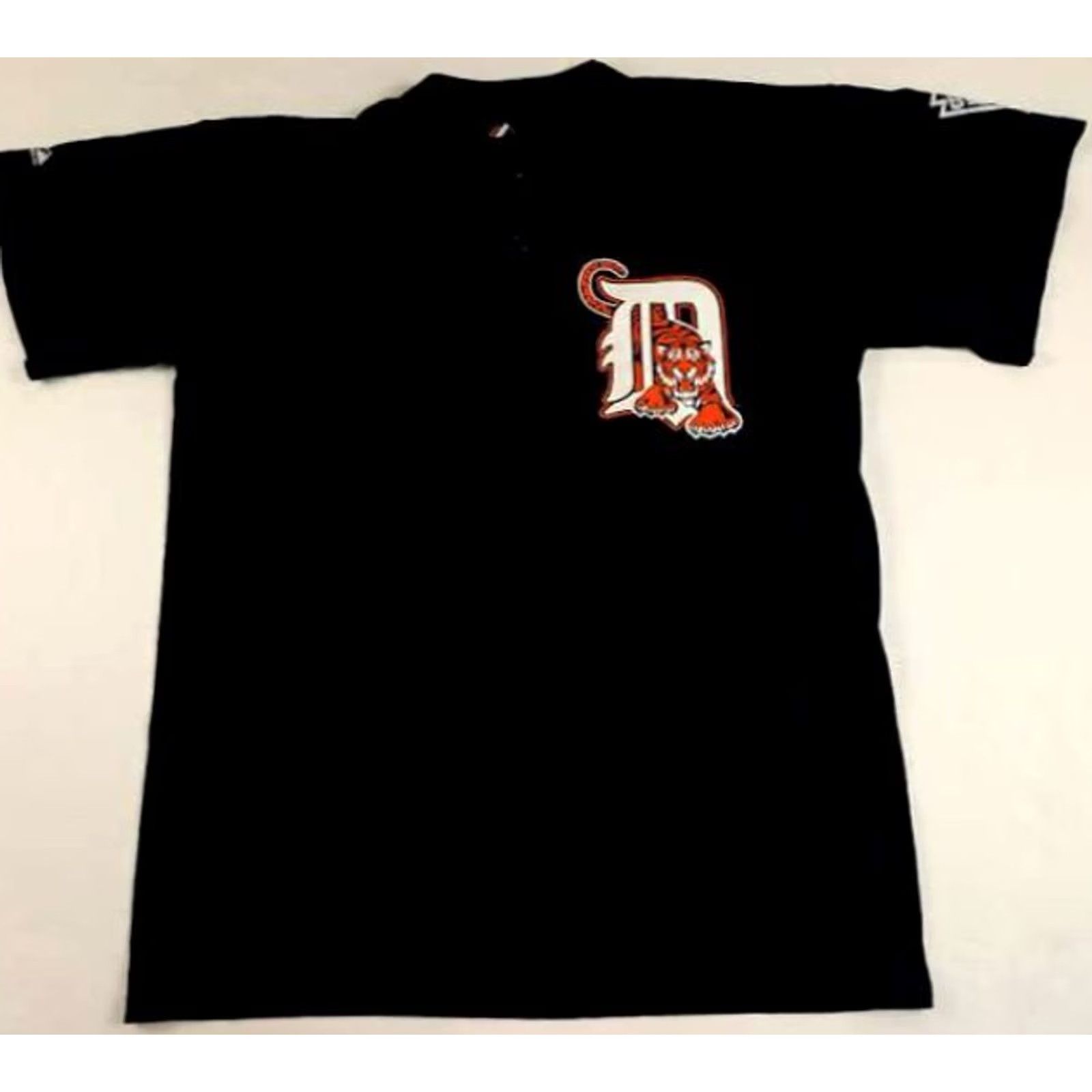 Vintage Detroit Tigers Majestic Jersey T-Shirt Button 1/4 LG Clinton Valley Little League C.V.L.L. #38 Blue Men Size US L / EU 52-54 / 3 - 2 Thumbnail