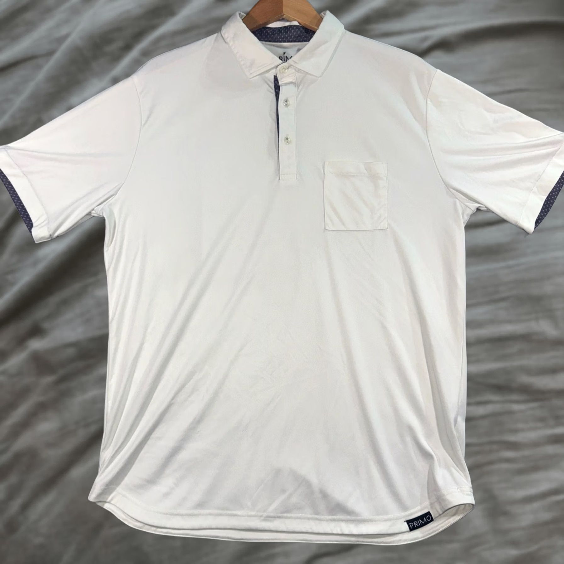 Vintage Primo Golf Polo Shirt White Pocket Polo Short Sleeve XL Mens Golf Shirt Moisture Wicking Classic Fit 30 in Chest 47 in 23.5 in Pit to Pit Size US XL / EU 56 / 4 - 1 Thumbnail