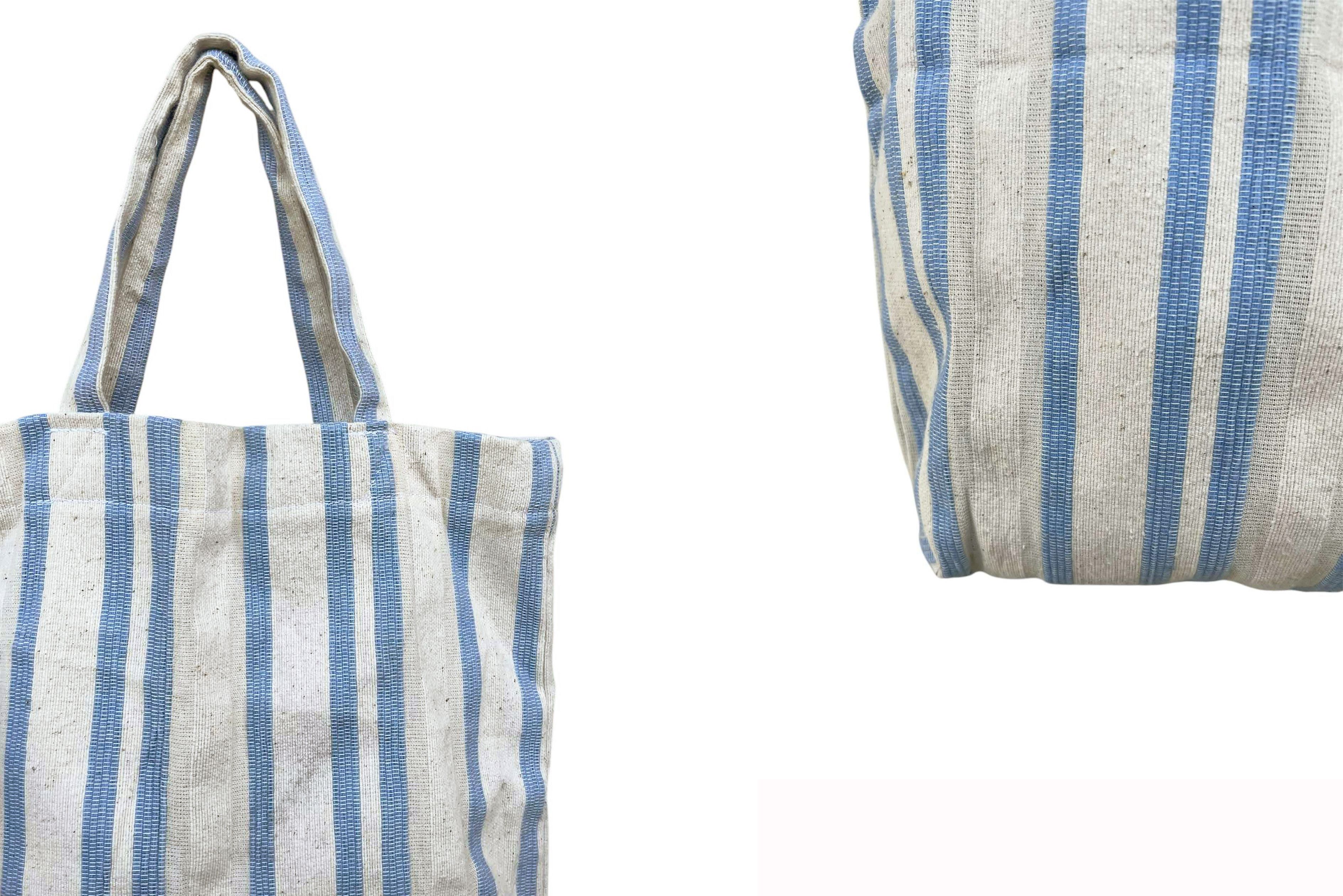 Vintage Vintage Handmade woven vertical striped Top Handle large Bag Size ONE SIZE - 5 Thumbnail