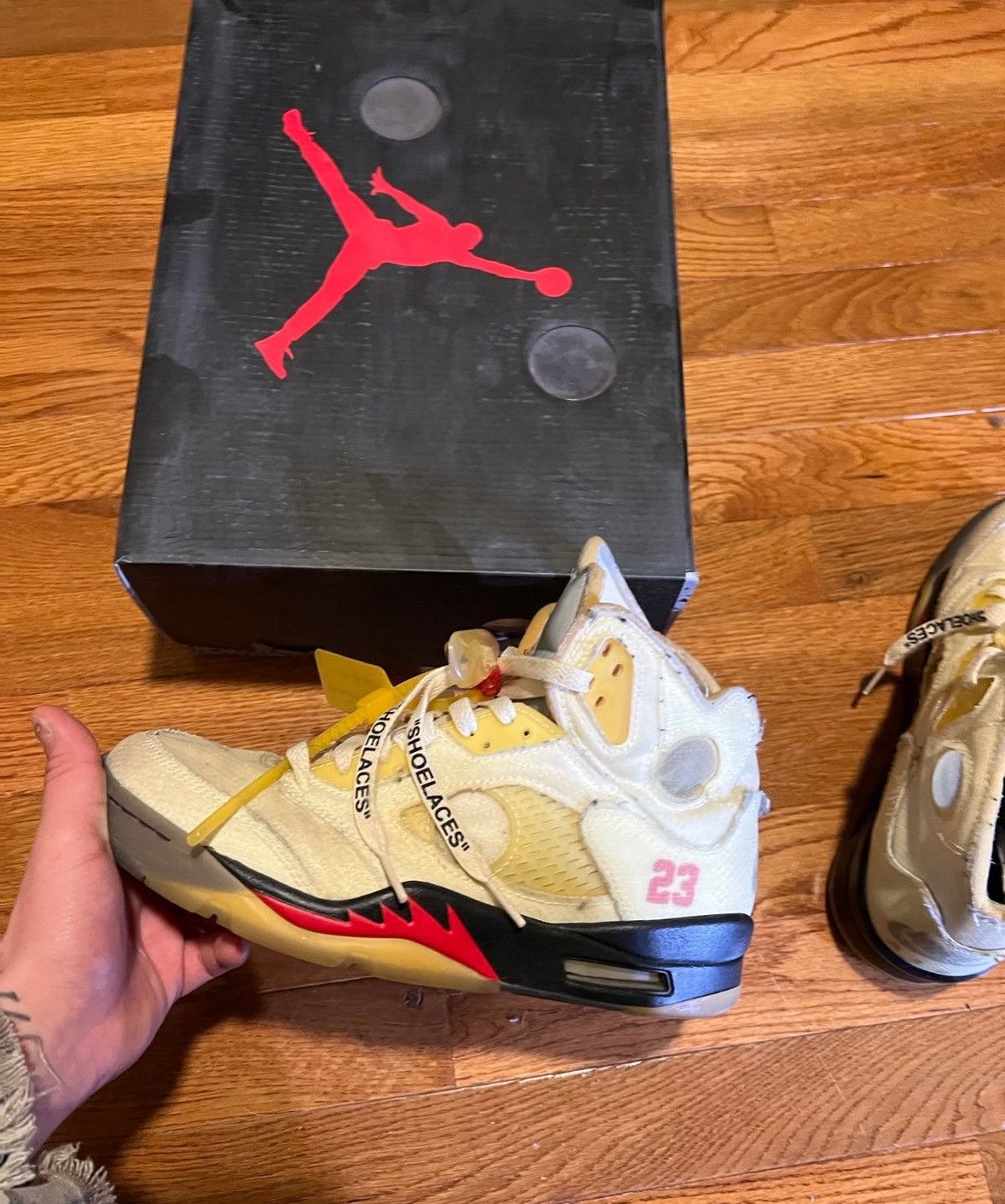 Jordan Brand × Off-White Off white Jordan 5 sail 8.5 Size US 8.5 / EU 41-42 - 5 Thumbnail
