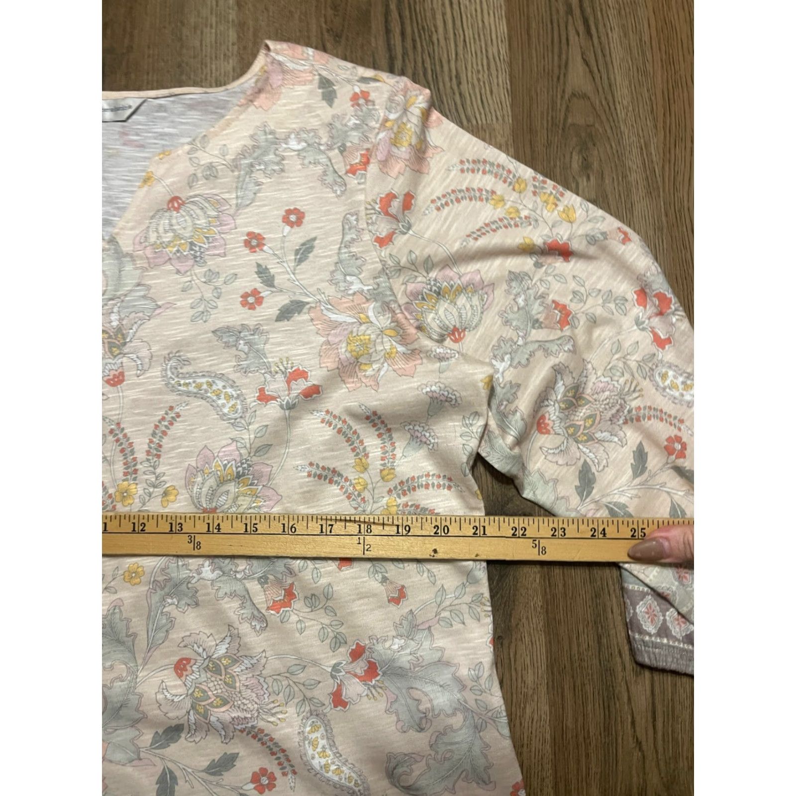 Vintage Christopher&Banks Shirt Women XL White Floral V-Neck Long Sleeve T-Shirt Casual Modern Basic - Womens Size XL / US 12-14 / IT 48-50 - 5 Thumbnail