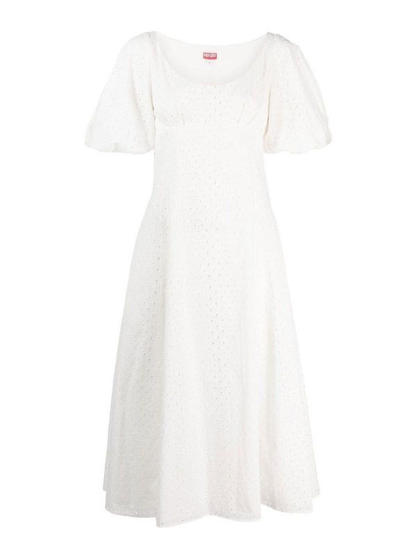 Kenzo o1y1025 Midi Dress in White Size S / US 4 / IT 40 - 1 Thumbnail