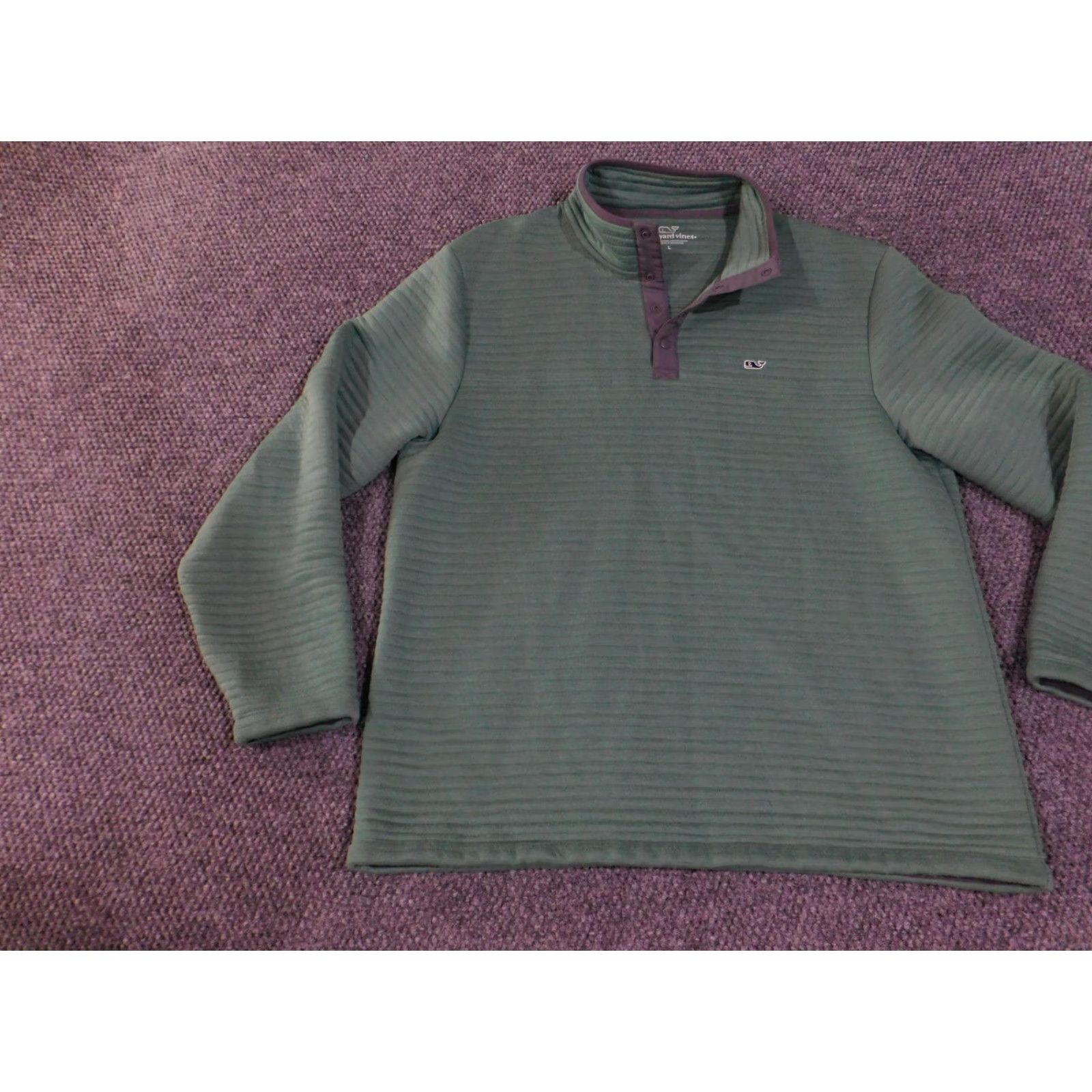 Vineyard Vines Vineyard Vines Pullover Mens Large Green Snap Mock Neck Fleece Striped Outdoor Shirt Size US L / EU 52-54 / 3 - 3 Thumbnail