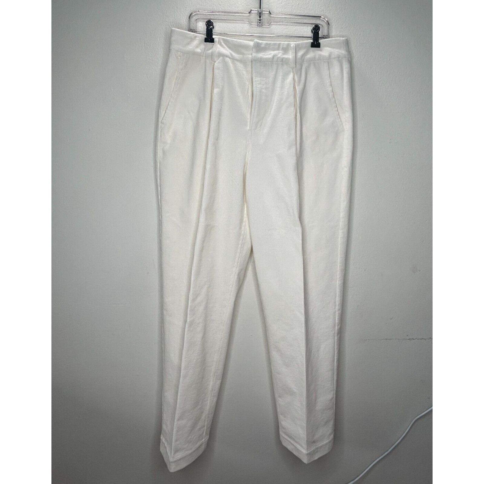 Ganni Ganni Cream Pleated Creased High Waist Corduroy Zip Pants 42 Size 30" / US 8 / IT 44 - 1 Thumbnail