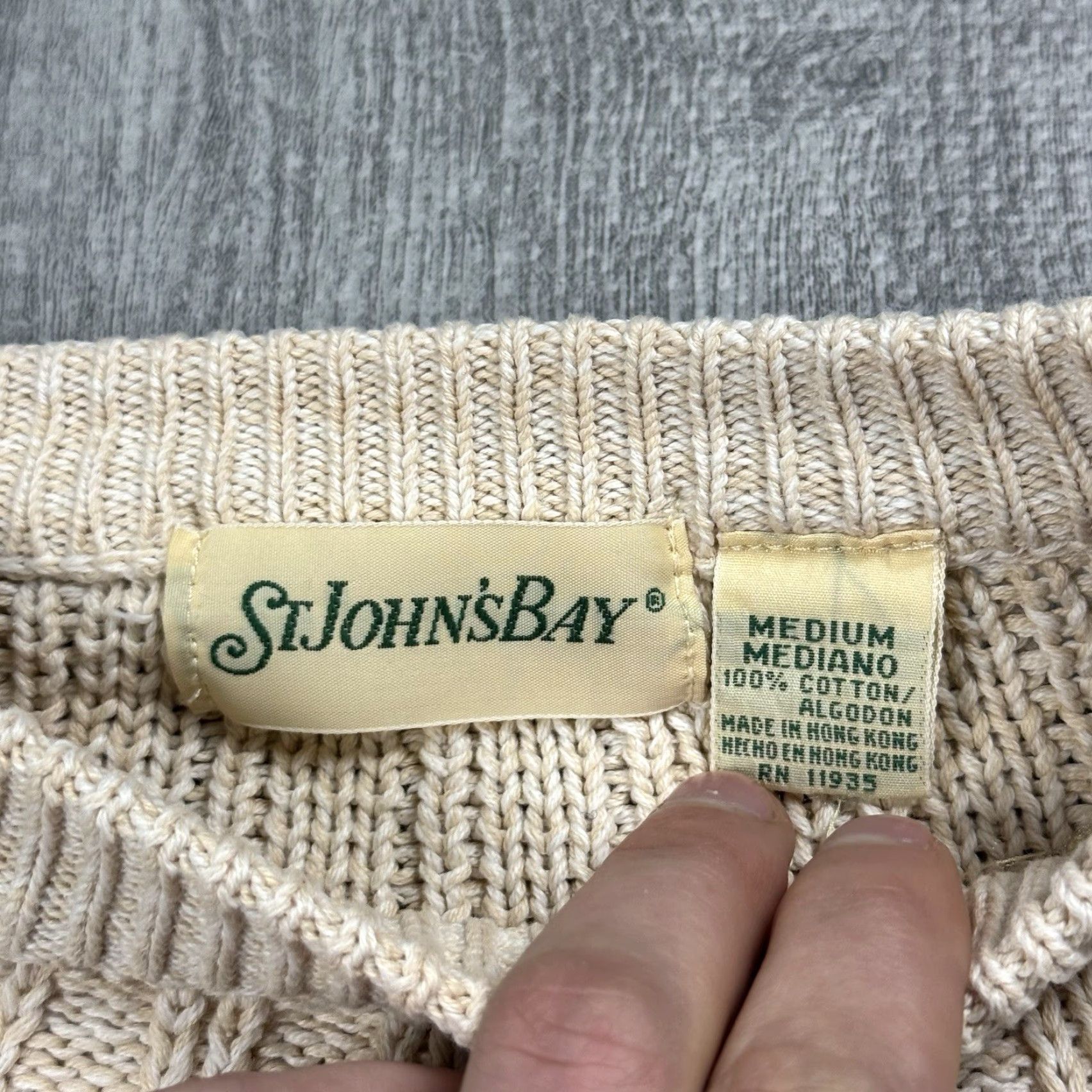 Vintage VINTAGE St. John's Bay Classic Beige Oatmeal Knit Sweater Crewneck Mens Medium 90s Size US M / EU 48-50 / 2 - 3 Thumbnail
