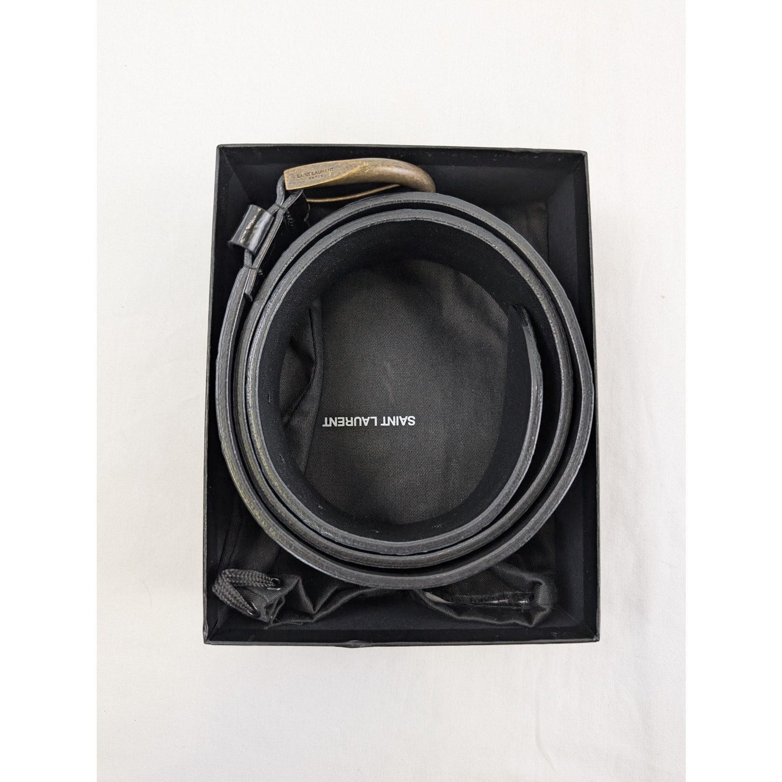 Saint Laurent Paris o1rshd1 Q:2 / Size: 95 / Croc Embossed Belt in Black Size 38 - 15 Thumbnail