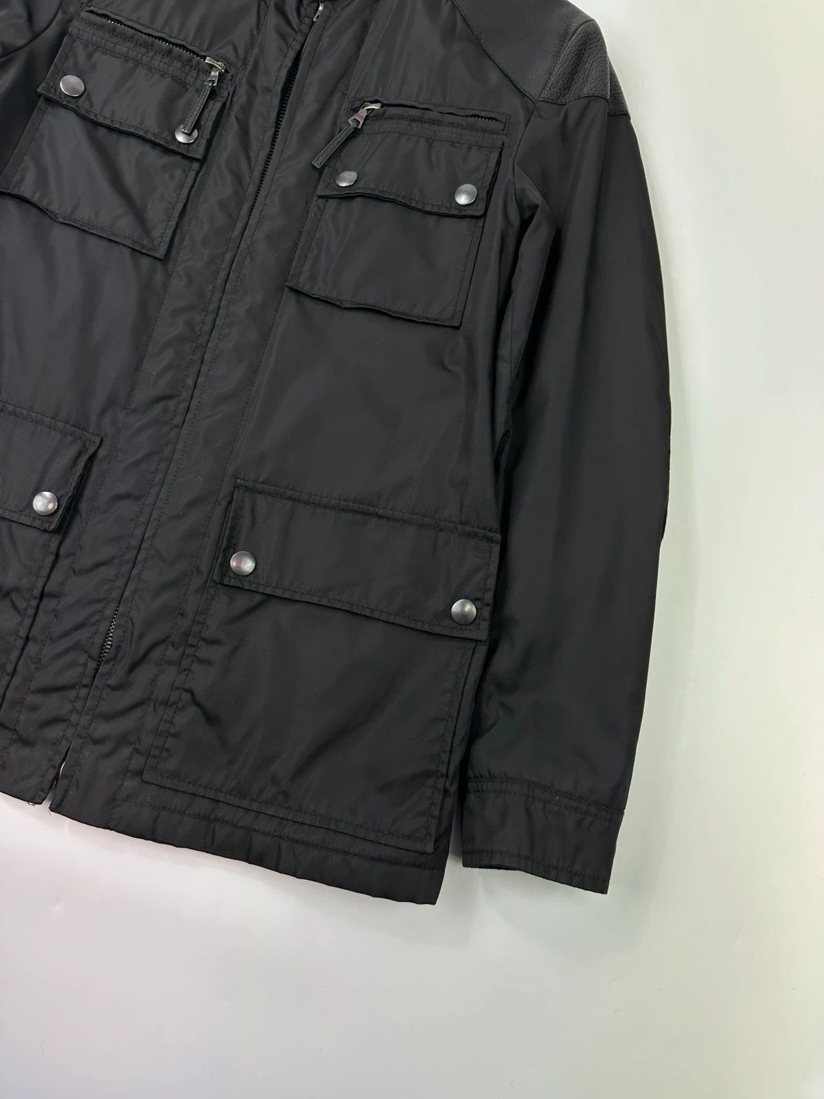 Prada Prada Milano Black Nylon & Leather Cargo Pockets Long Jacket Size M / US 6-8 / IT 42-44 - 3 Thumbnail