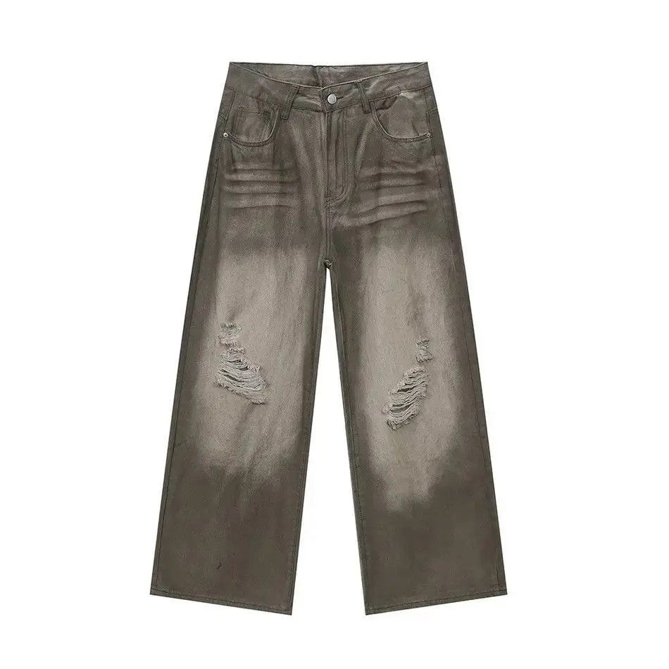 Japanese Brand Retro loose hip-hop wide leg ripped jeans Size US 32 / EU 48 - 5 Thumbnail