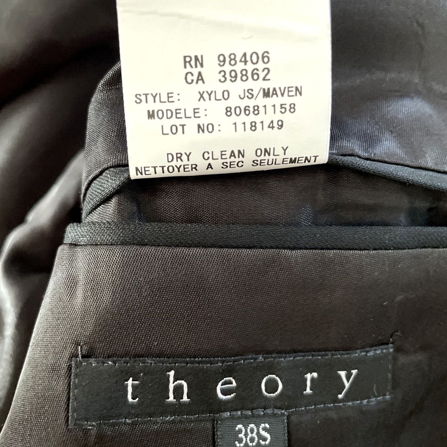 Theory Theory Blazer Men 38S Slim Wool Black Striped Notch Lapel Single-Breasted 2-Button Front Sport Coat Jacket Size 38R - 5 Thumbnail