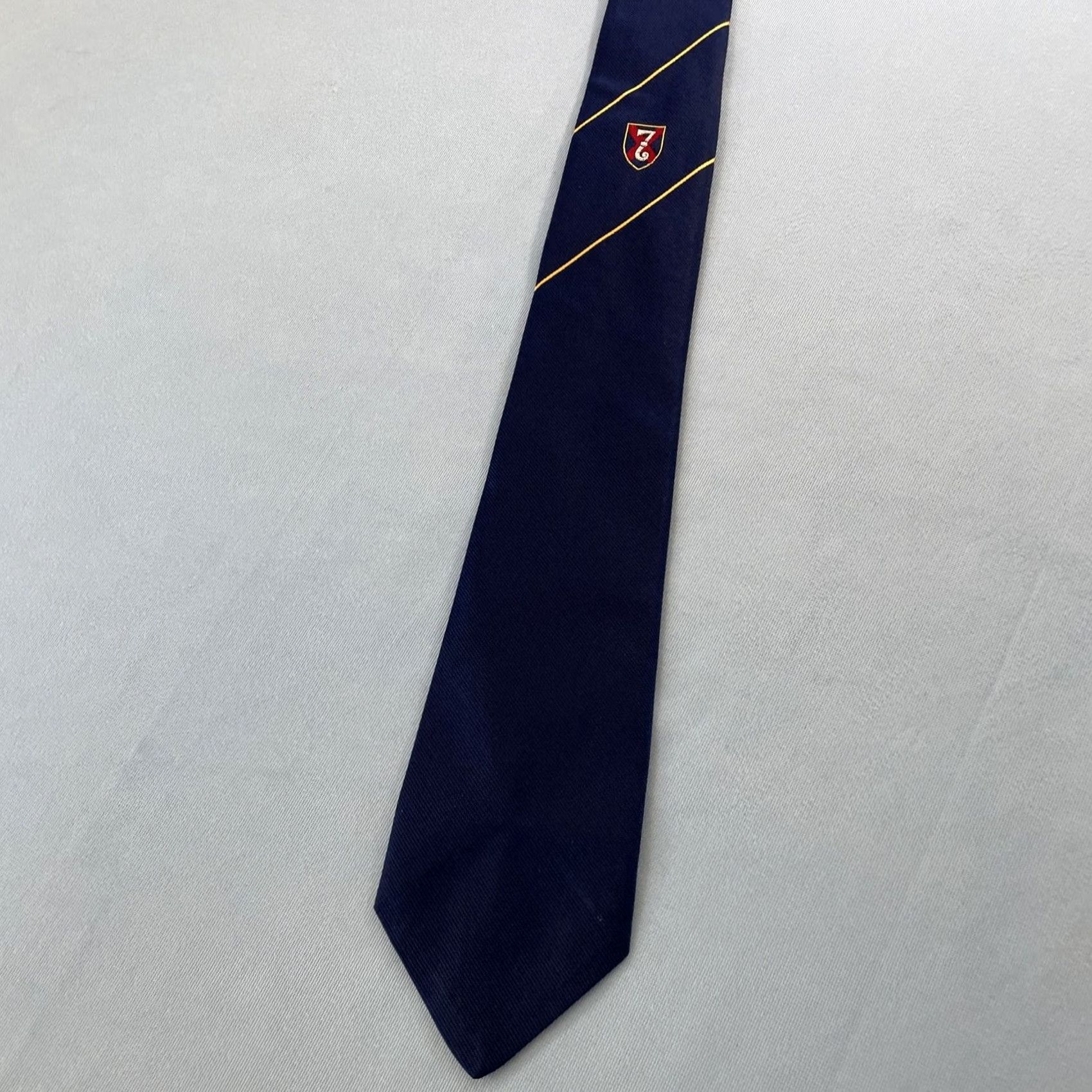 Vintage Kane Tie Vintage England Silk Necktie Lucky Number 7 Woven Macclesfield Blue 3x57 Size ONE SIZE - 2 Thumbnail