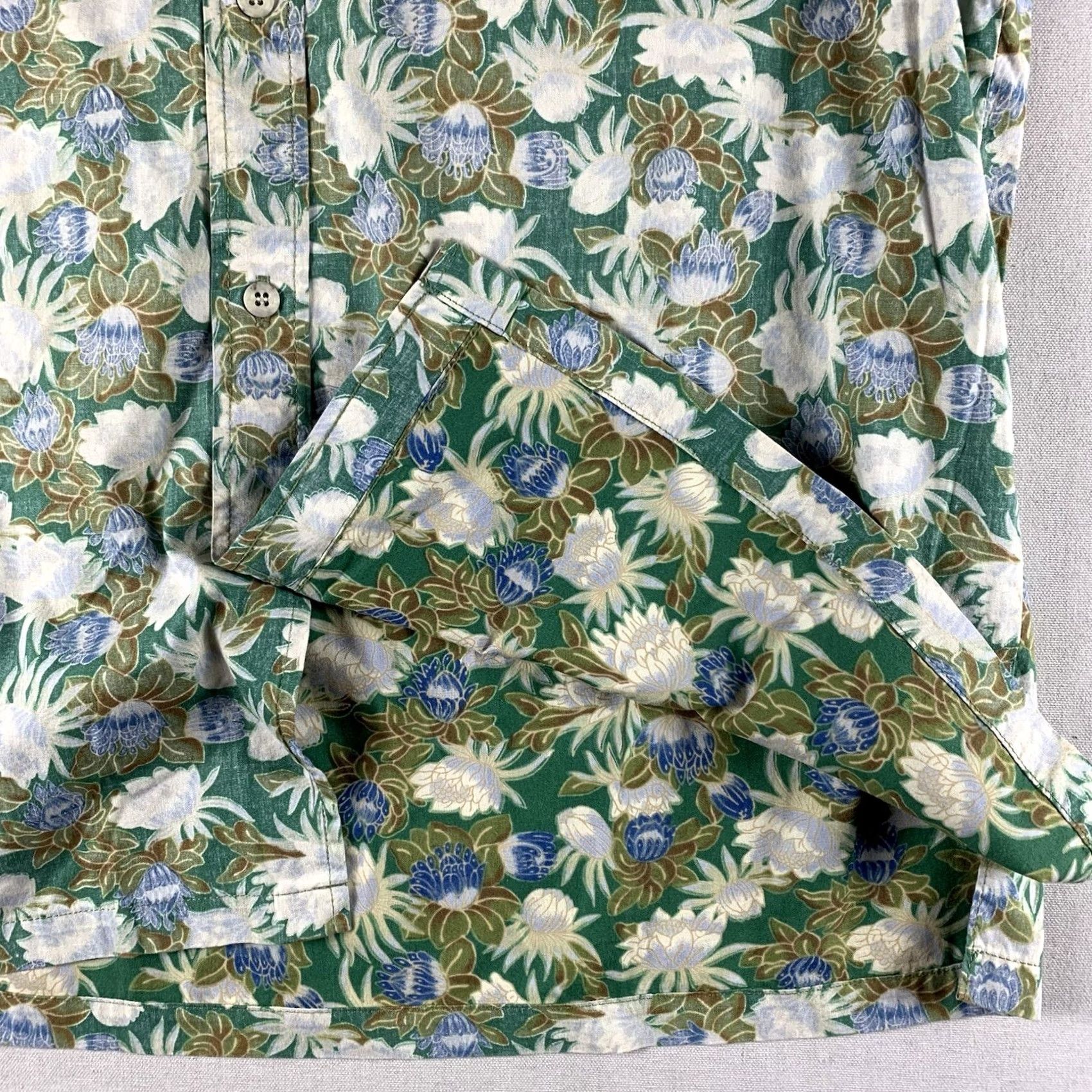 Vintage VINTAGE Cooke Street Shirt Mens XL GREEN Floral Button Hawaiian Made In USA COTTON Size US XL / EU 56 / 4 - 4 Thumbnail