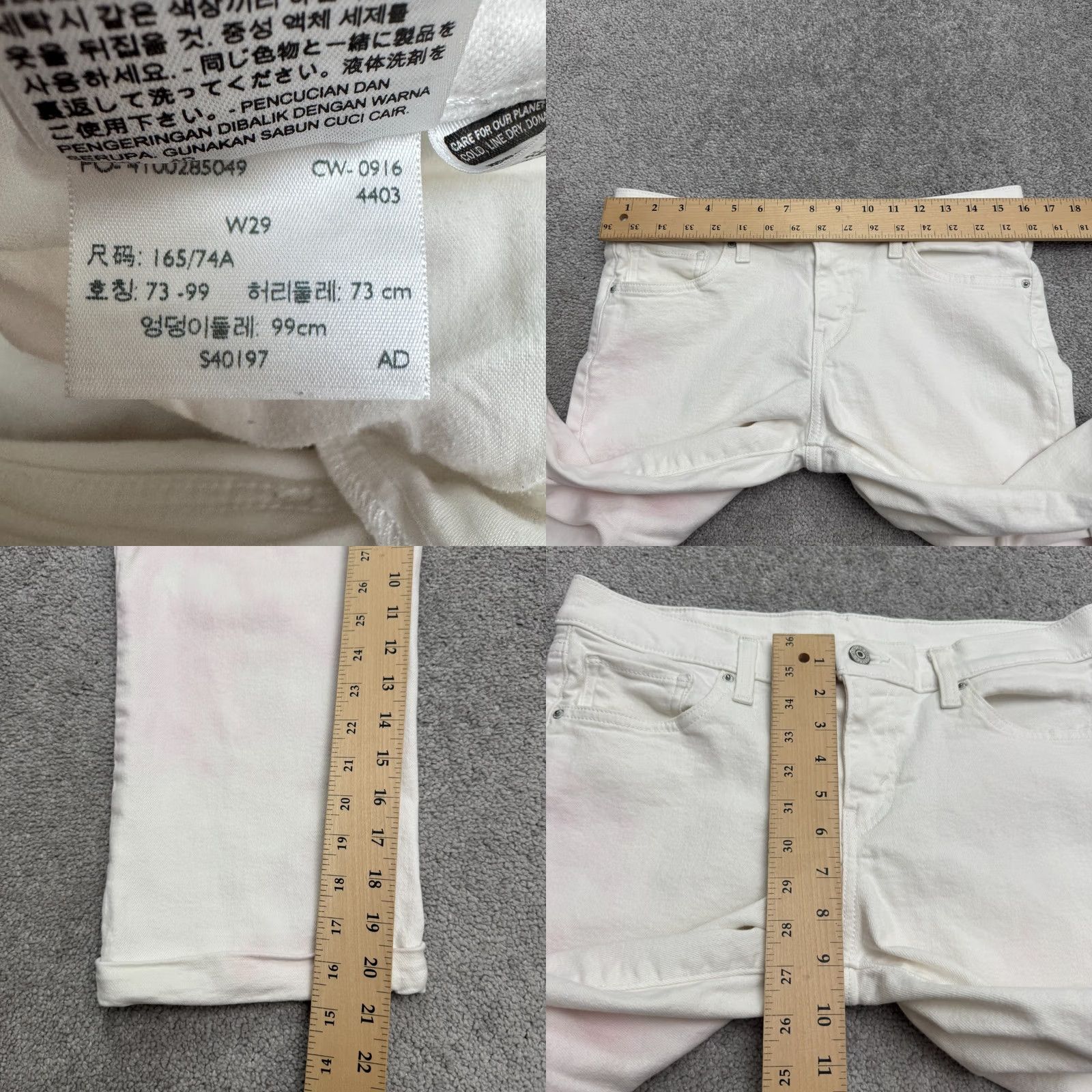 Levi's Levi's 501 Jeans Cropped Mid White Womens W29 XS? Size 29" - 10 Thumbnail