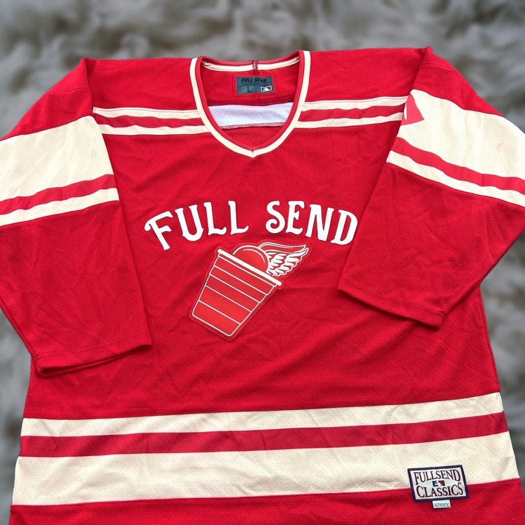 Red Wing Full Send Hockey Jersey Mens L Black Red Wing Canada Adult Shirt Sports Moisture Wicking Quick Dry Hockey Size US L / EU 52-54 / 3 - 1 Thumbnail