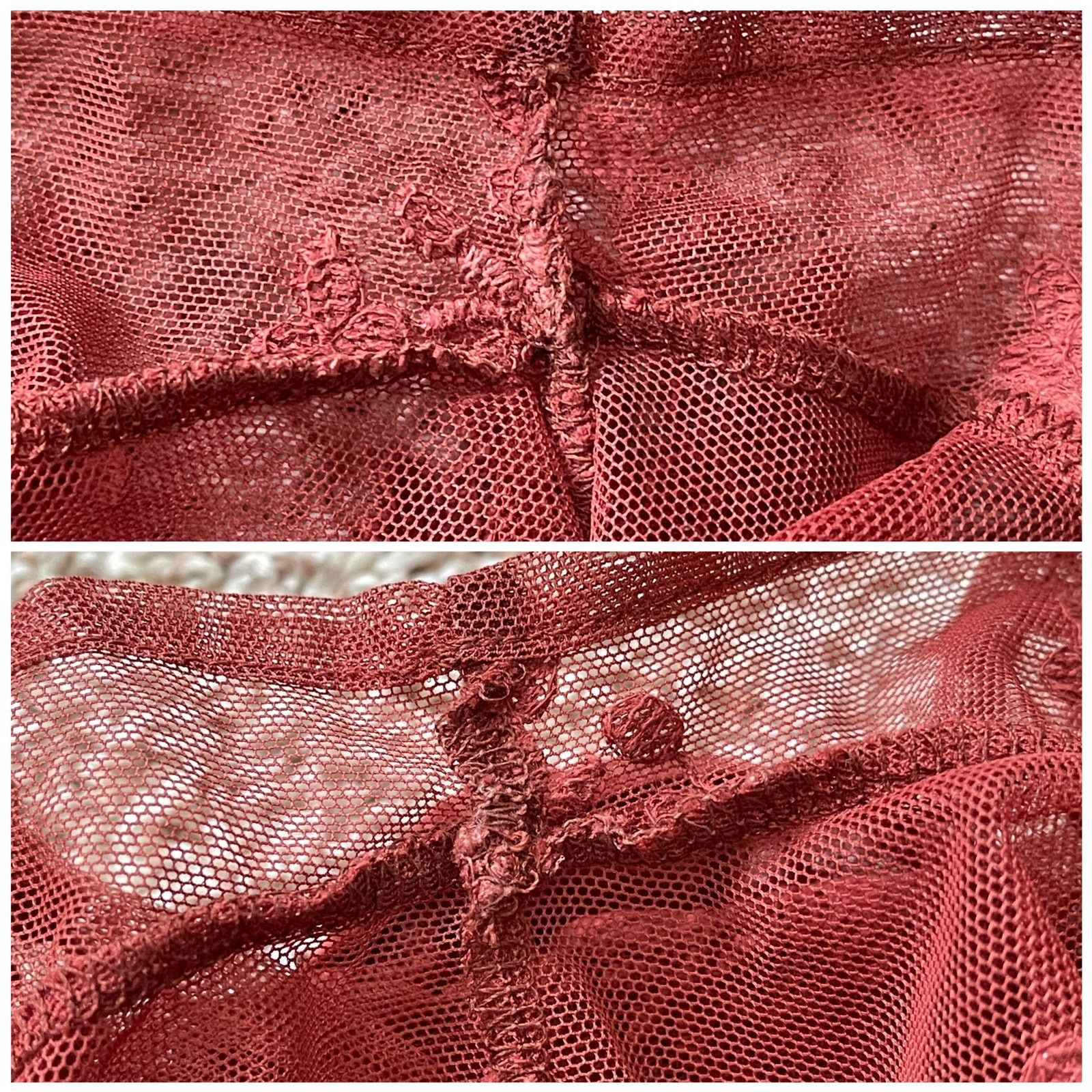 Forever 21 Rust Sheer Mesh Lace T Shirt Scalloped Hem Forever 21 Small Size S / US 4 / IT 40 - 15 Thumbnail