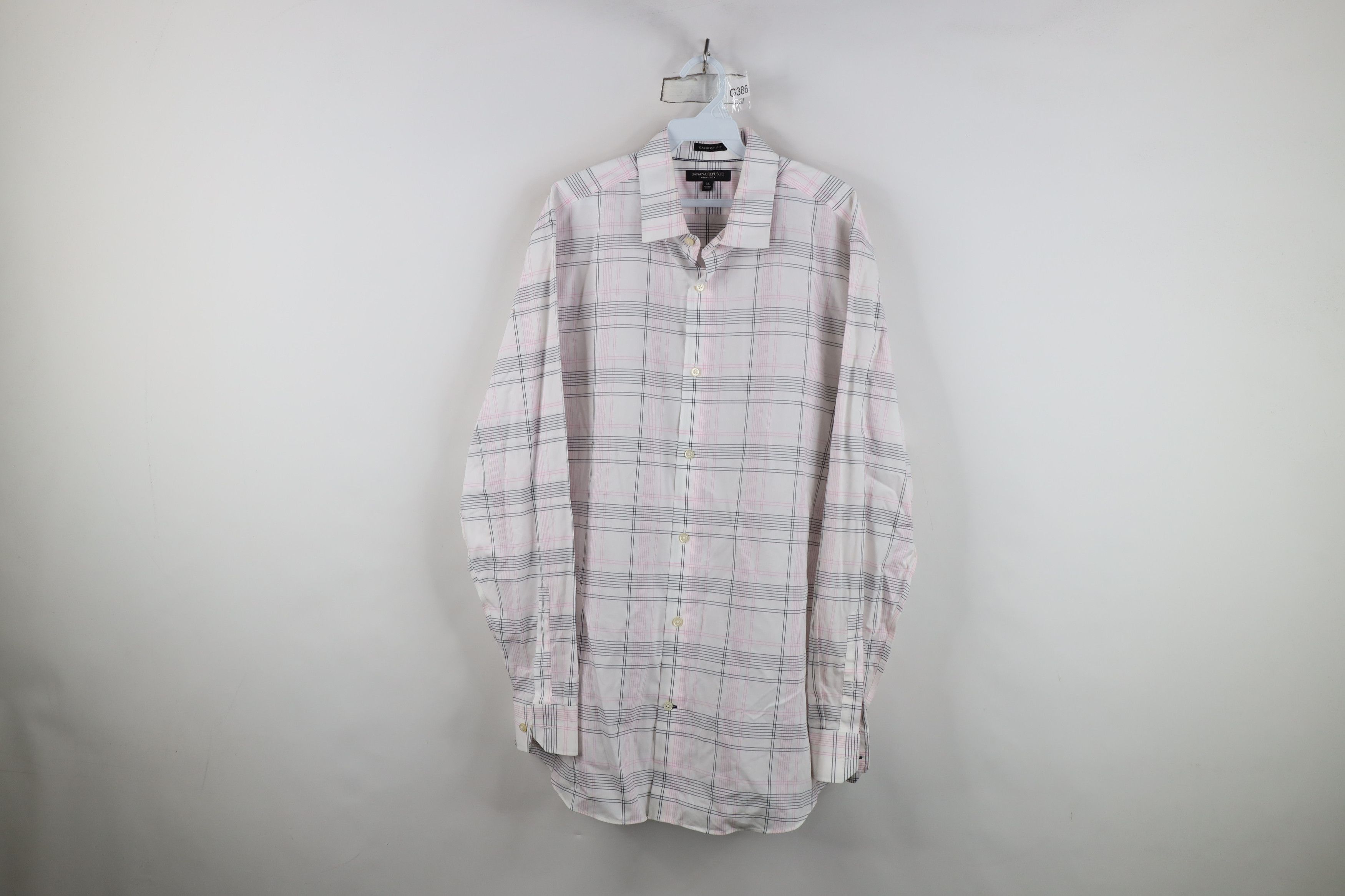 Banana Republic Banana Republic Camden Fit Collared Button Shirt White Plaid Size US XL / EU 56 / 4 - 1 Thumbnail