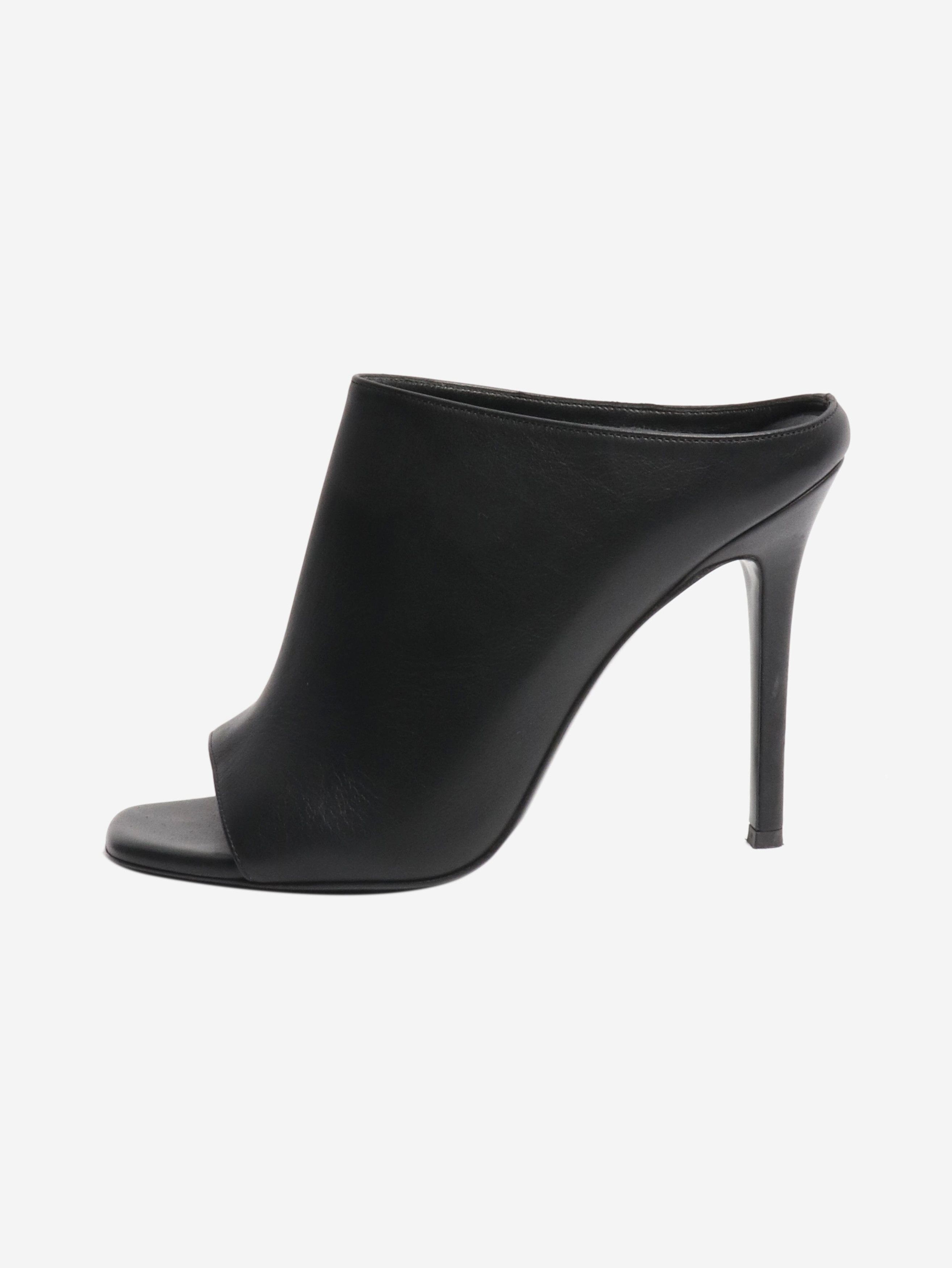 Ermanno Scervino Black leather peep-toe mules - EU 38 Size US 7.5 / IT 37.5 - 1 Thumbnail