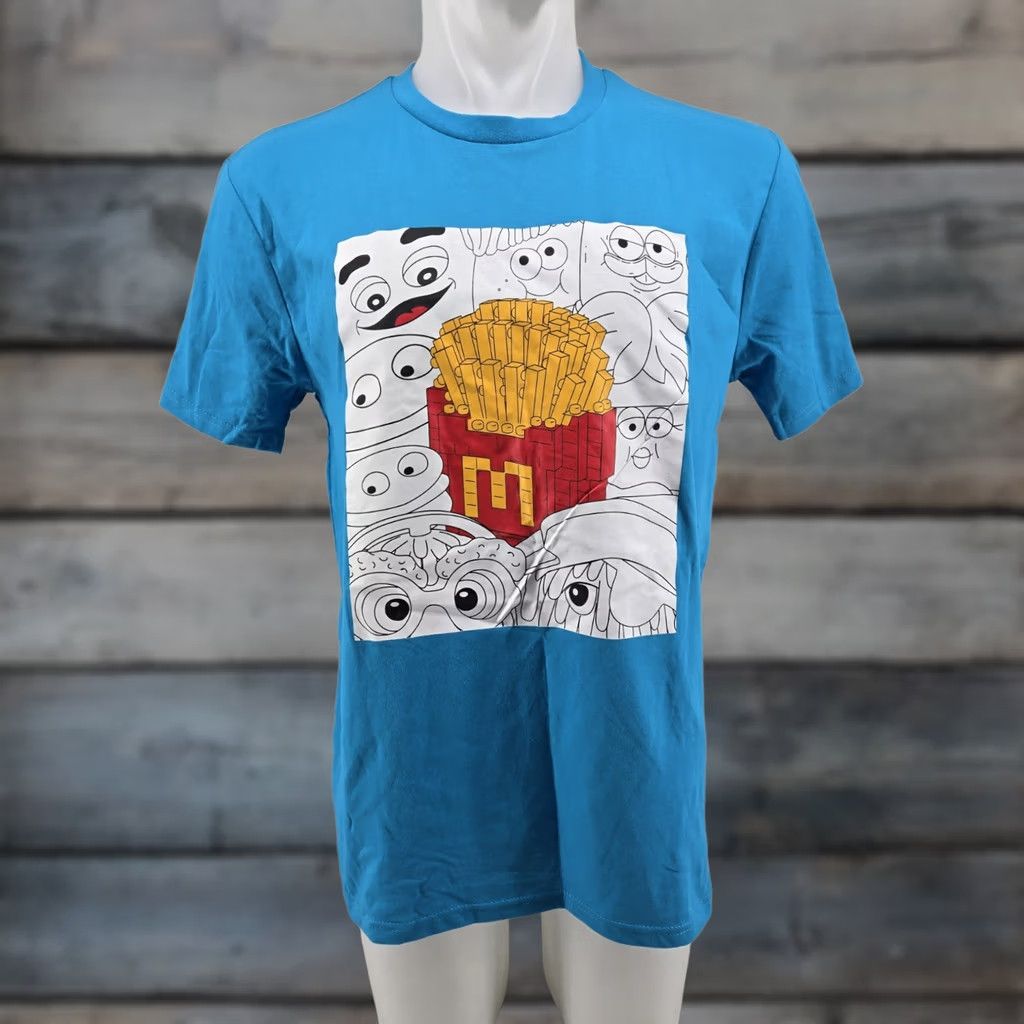 Vintage Light Blue McDonald's T-Shirt Large Adults Short Sleeve Unisex Blue 90s Theme Fry Design Mens Womens Size US L / EU 52-54 / 3 - 1 Thumbnail