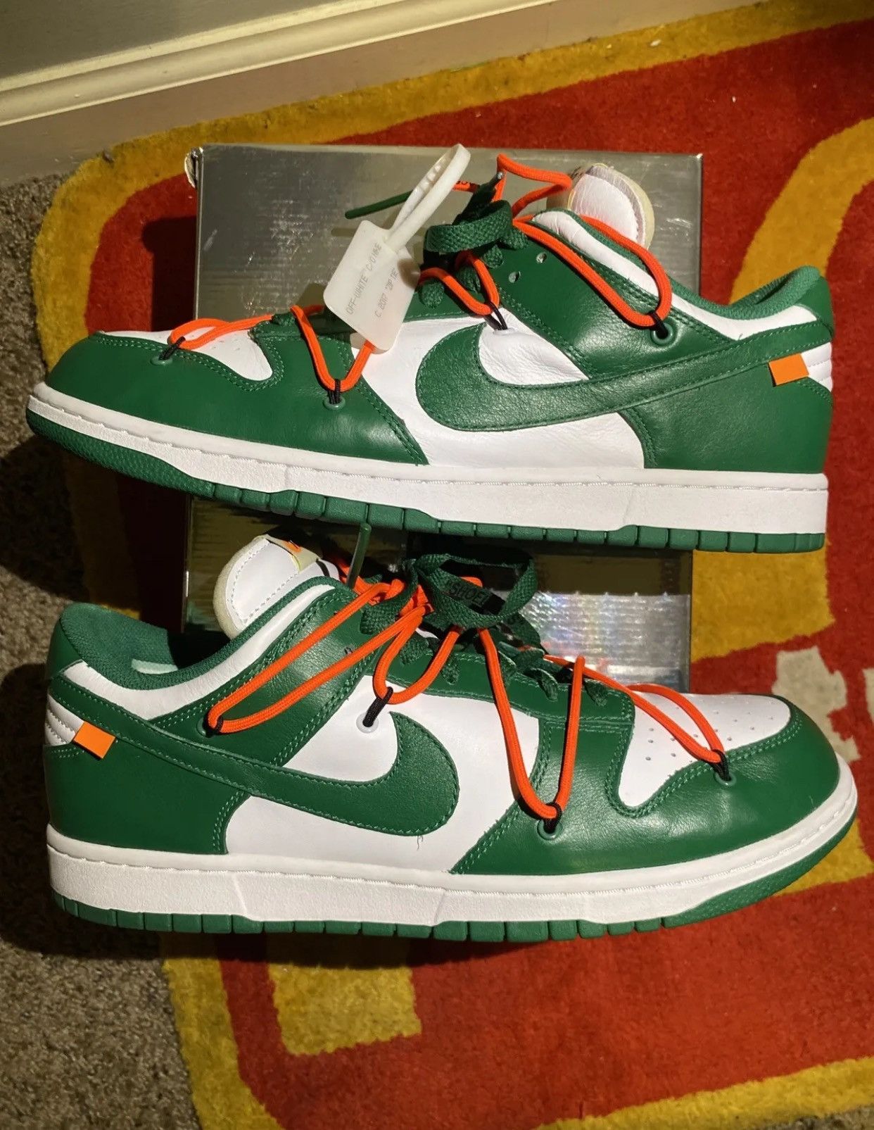 Nike Nike Dunk Low x OFF-WHITE Pine Green Size US 13 / EU 46 - 11 Thumbnail