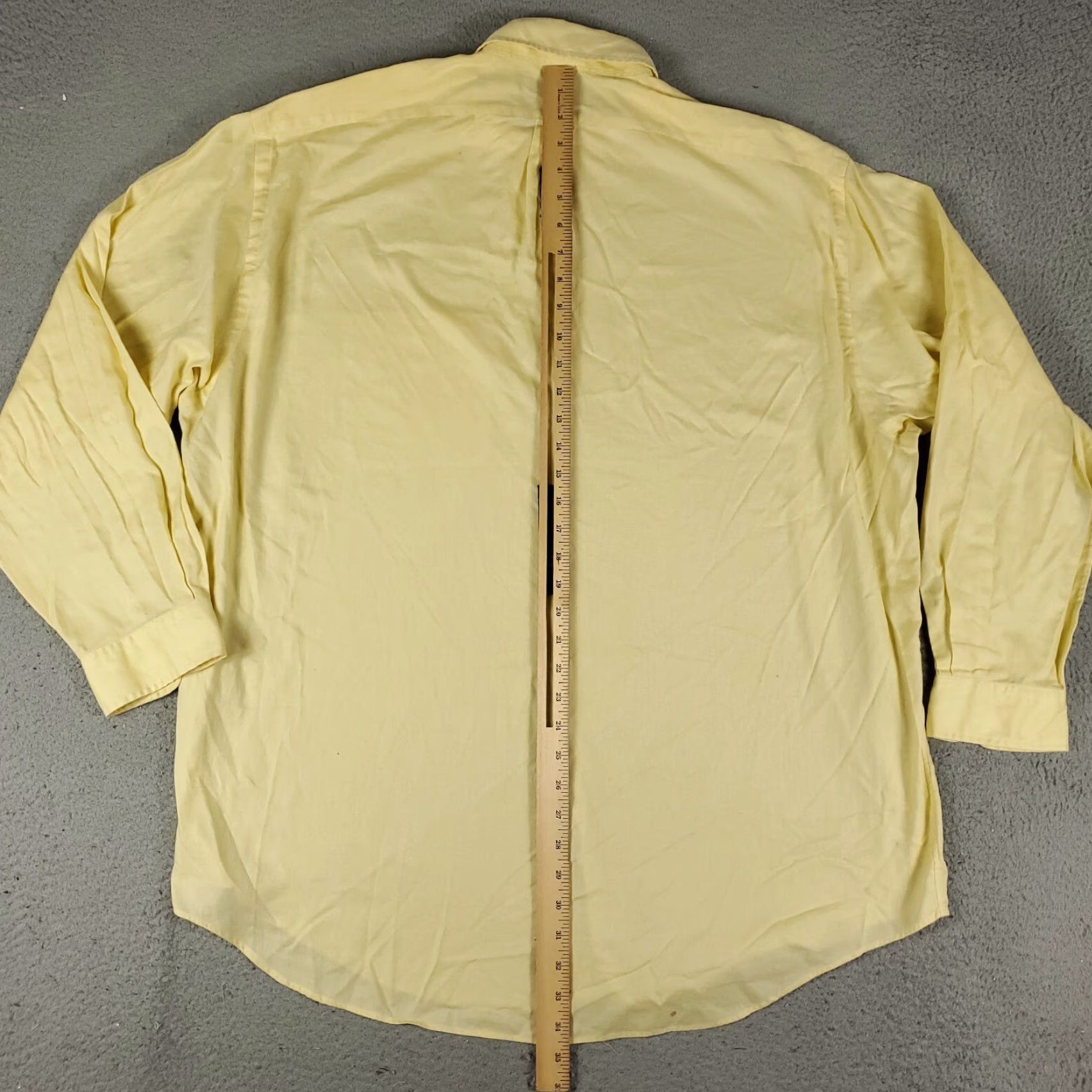 Ralph Lauren Ralph Lauren Dress Shirt Mens 17.5 Yellow Button Up Long Sleeve Cotton 100% Classic Formal Casual - Mens Shirt Size 46R - 5 Thumbnail