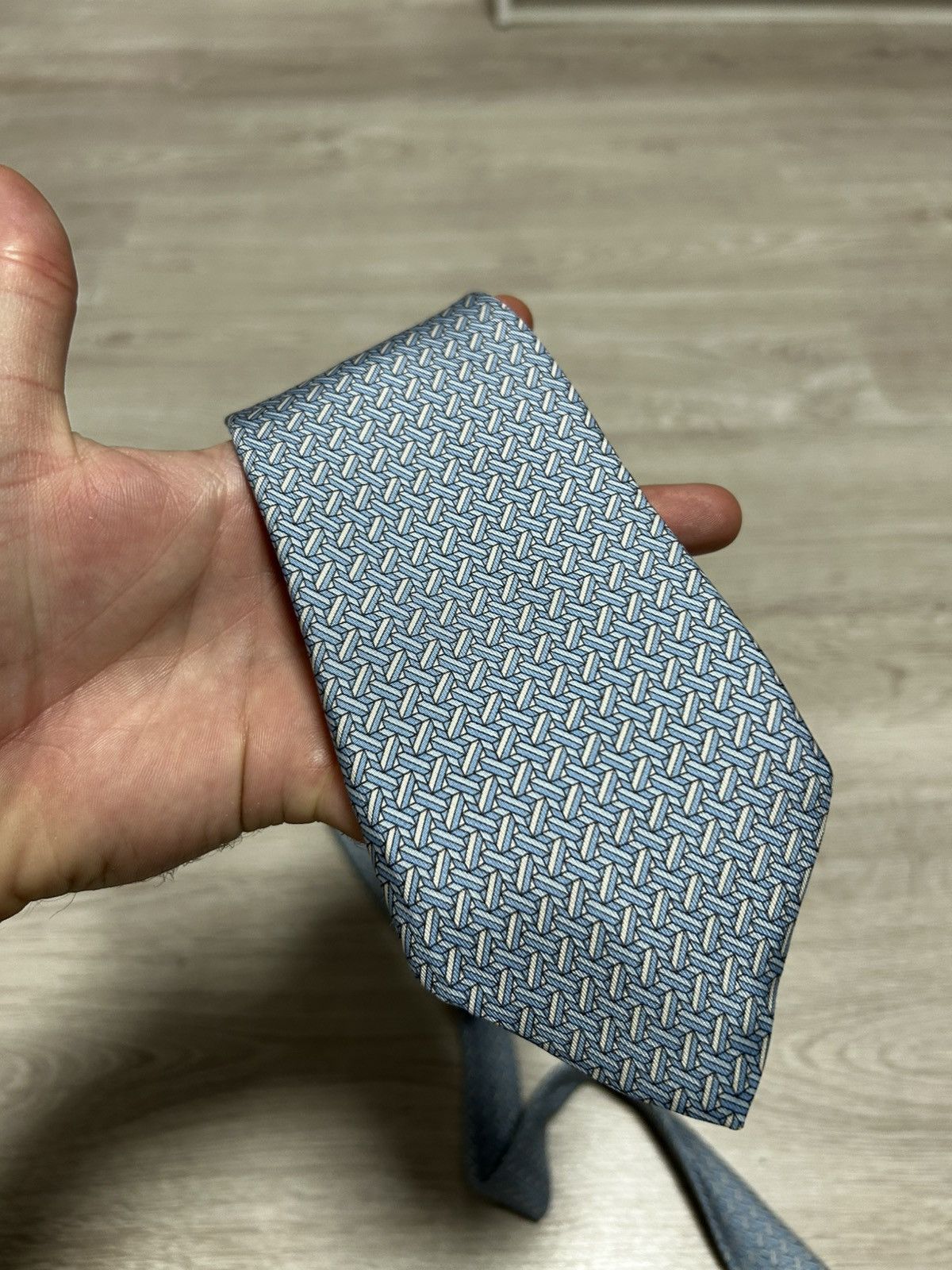 Hermes Authentic HERMES Paris 100% Silk Necktie Navy Blue Size ONE SIZE - 6 Thumbnail