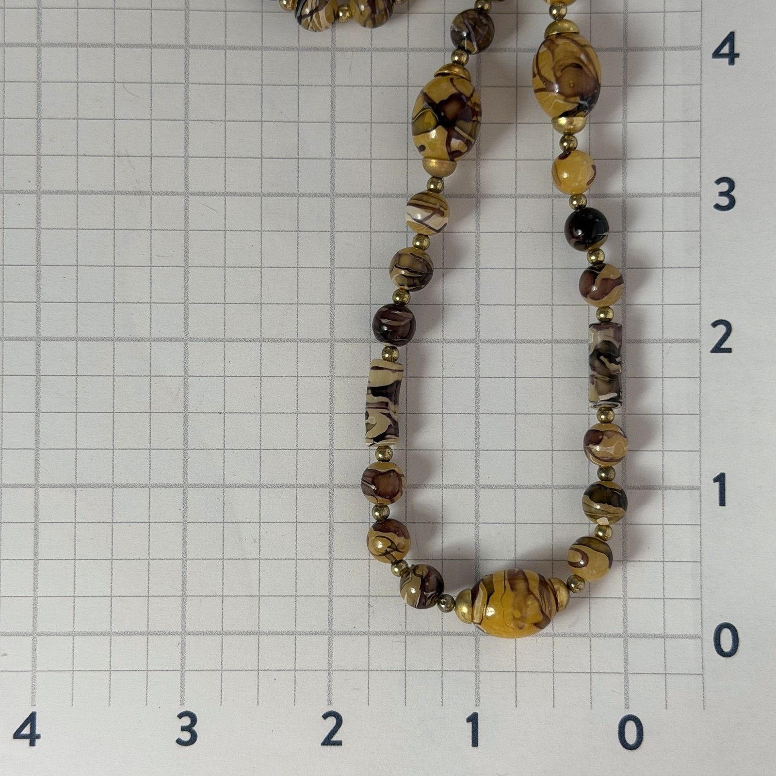 Other Boho VTG 1980s Marbled Earthy Gold-Tones Beaded 40" Necklace Size ONE SIZE - 6 Thumbnail