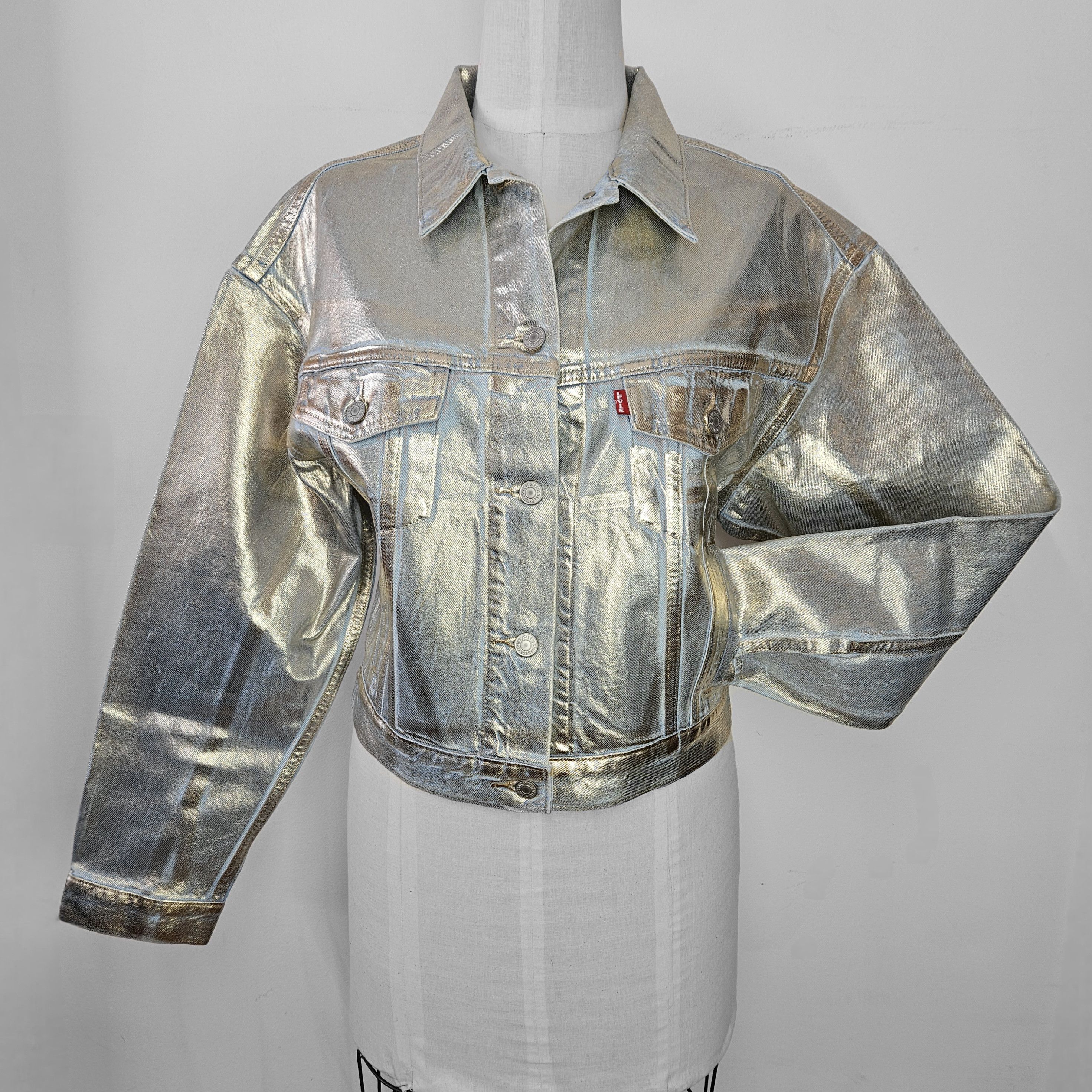 Levi's Levis Size L NEW Jean Jacket Premium Gold Painted Denim Size L / US 10 / IT 46 - 1 Thumbnail