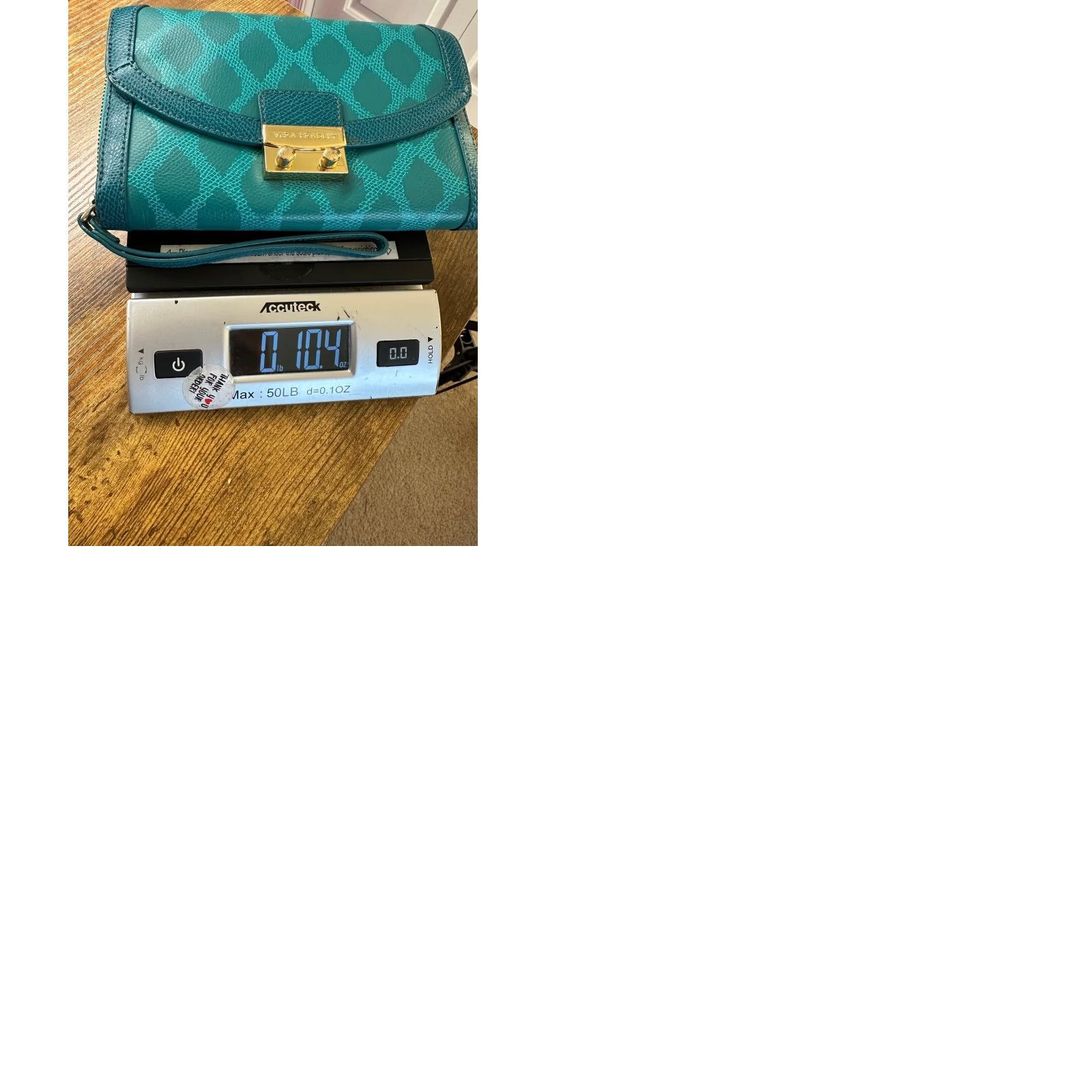 Vera Bradley Vera Bradley Teal Faux Leather Wristlet Wallet Clutch Argyle Diamond Pattern Zipper Credit Card IDs Women's One Size Size ONE SIZE - 9 Thumbnail