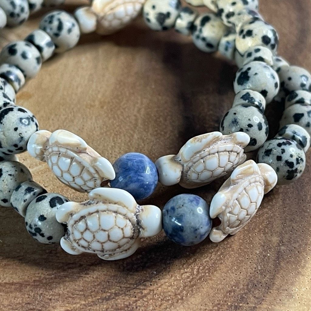 Other Sea turtle blue dot stone Dalmatian jasper stretch bracelet Size ONE SIZE - 3 Thumbnail
